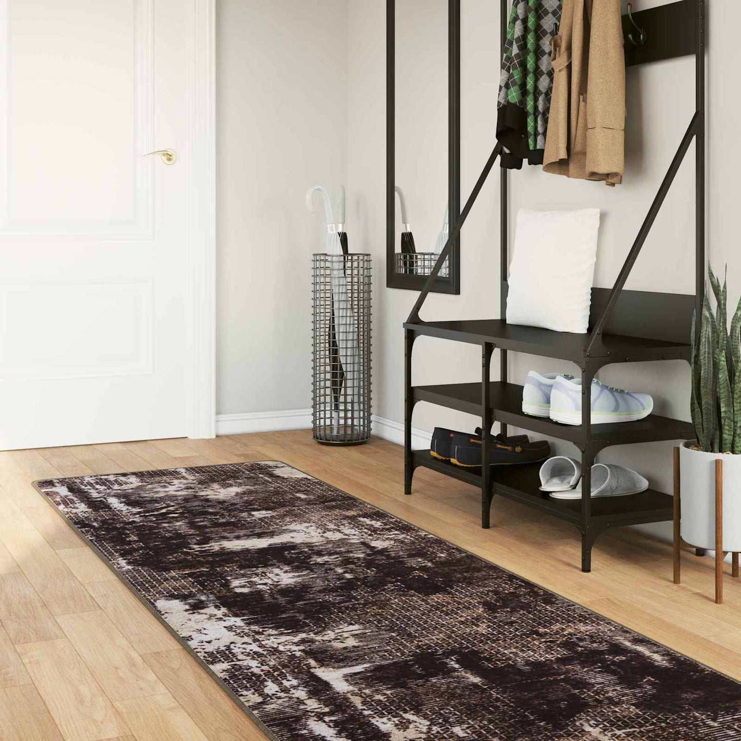 Teppe Runner MARSA Svart 80 x 400 cm Polyester og PVC