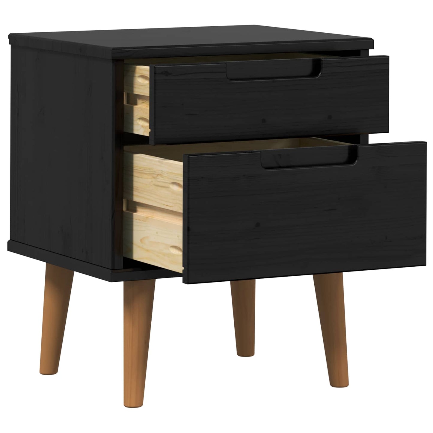 Nattbordskap MOLDE Svart 40 x 35 x 48 cm Heltre furu