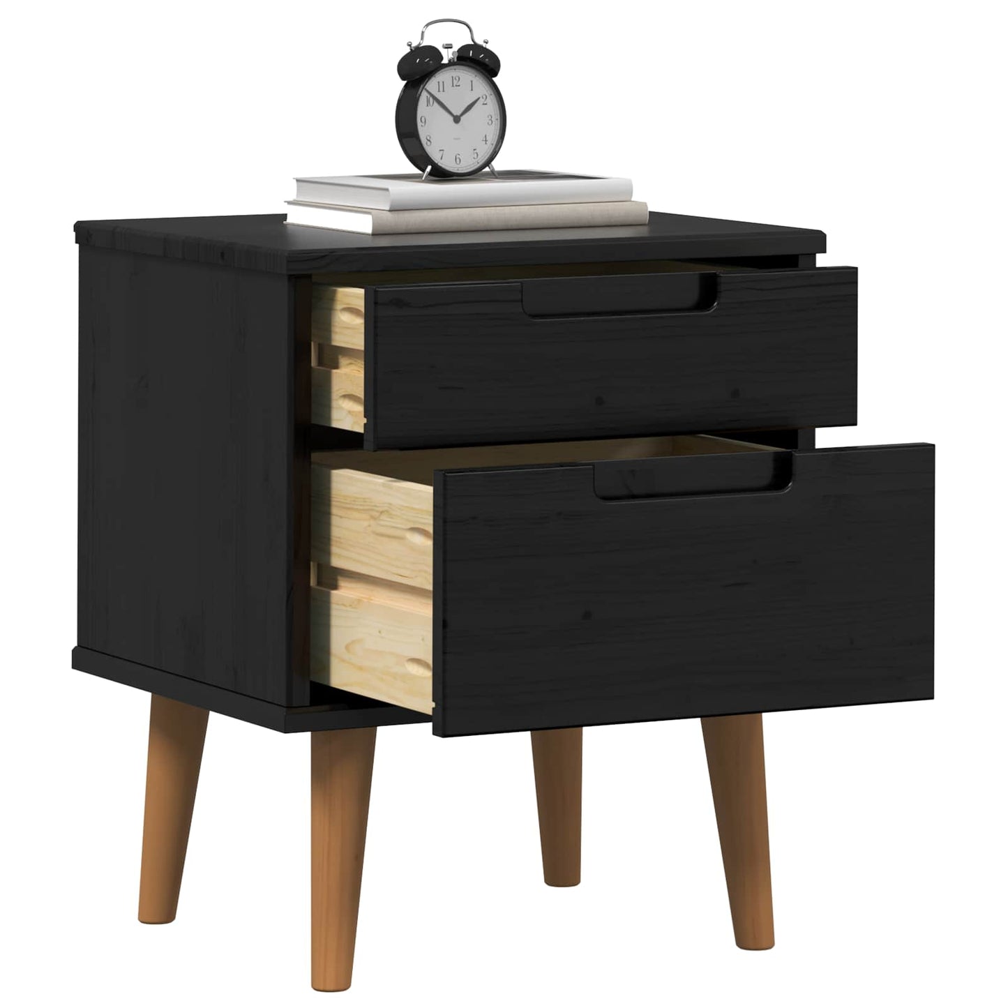 Nattbordskap MOLDE Svart 40 x 35 x 48 cm Heltre furu