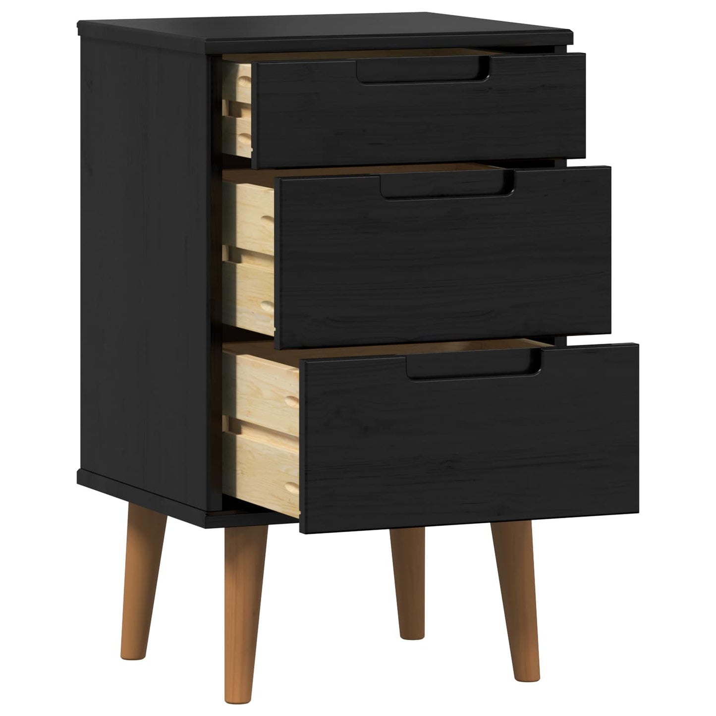 Nattbordskap MOLDE Svart 40 x 35 x 65 cm Heltre furu