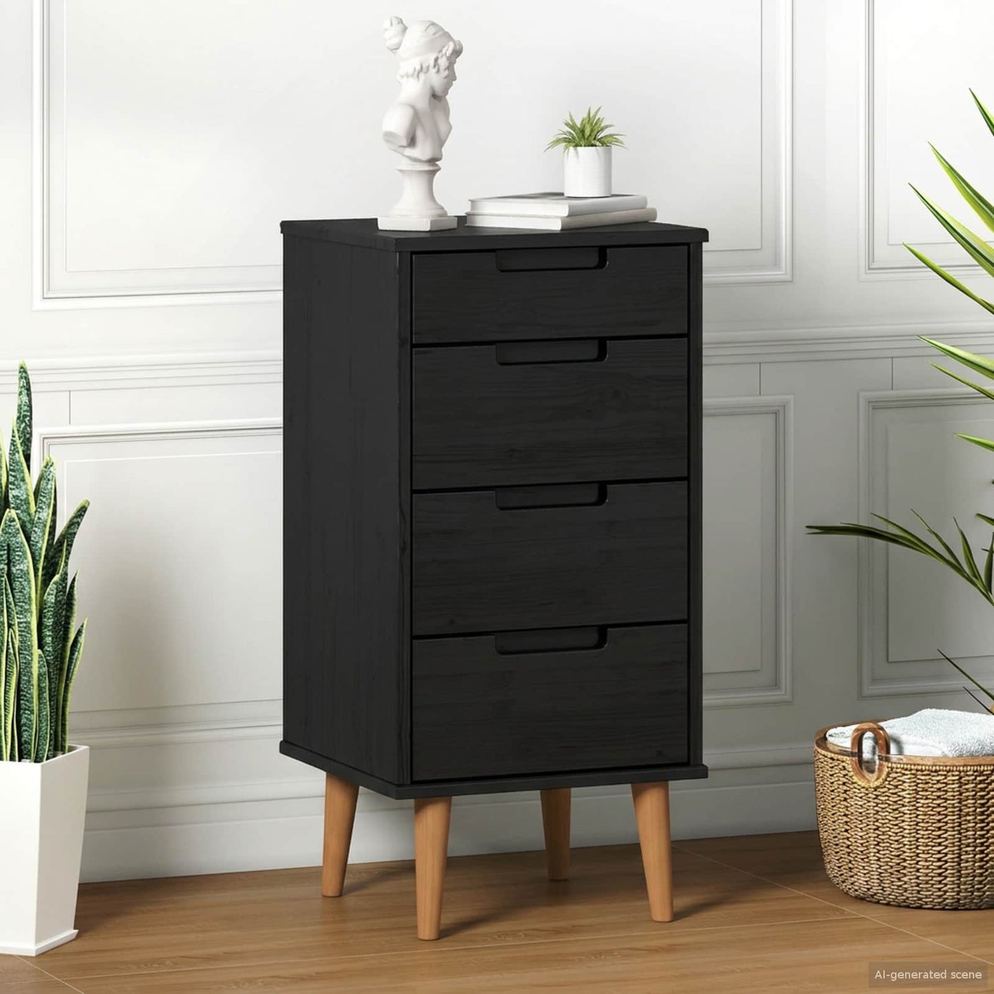 Kommode MOLDE Svart 40 x 35 x 82 cm Heltre furu