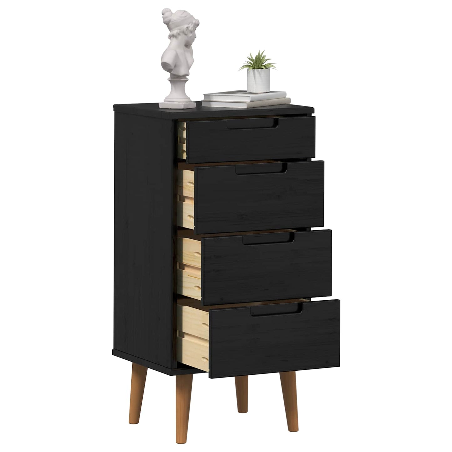 Kommode MOLDE Svart 40 x 35 x 82 cm Heltre furu