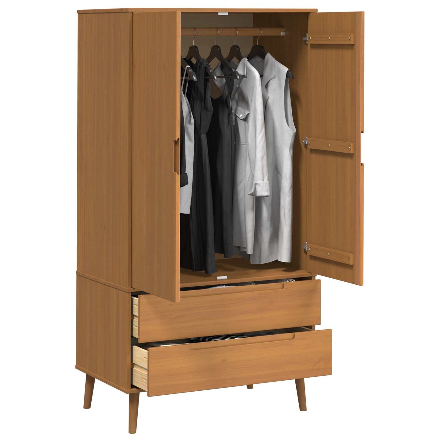 Garderobeskap MOLDE Karamell 90 x 55 x 175 cm Heltre furu