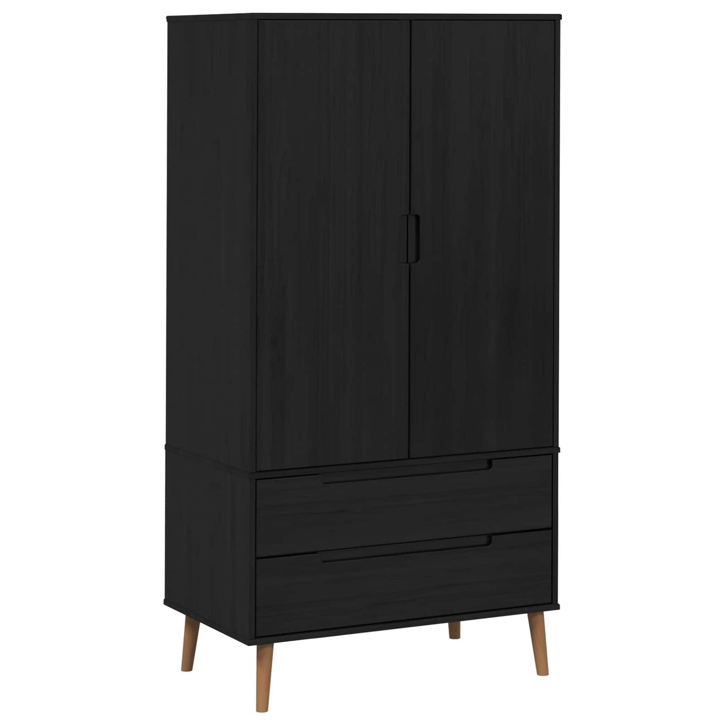 Garderobeskap MOLDE Svart 90 x 55 x 175 cm Heltre furu
