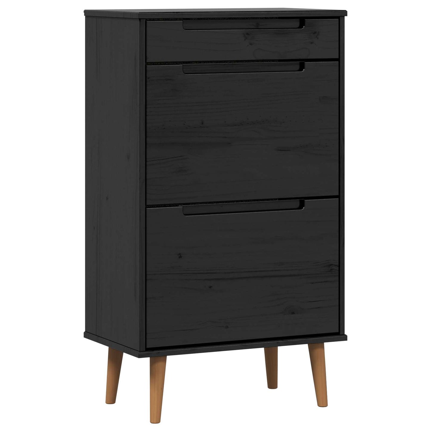 Sko Skap MOLDE 59,5 x 35 x 103 cm Heltre furu Svart