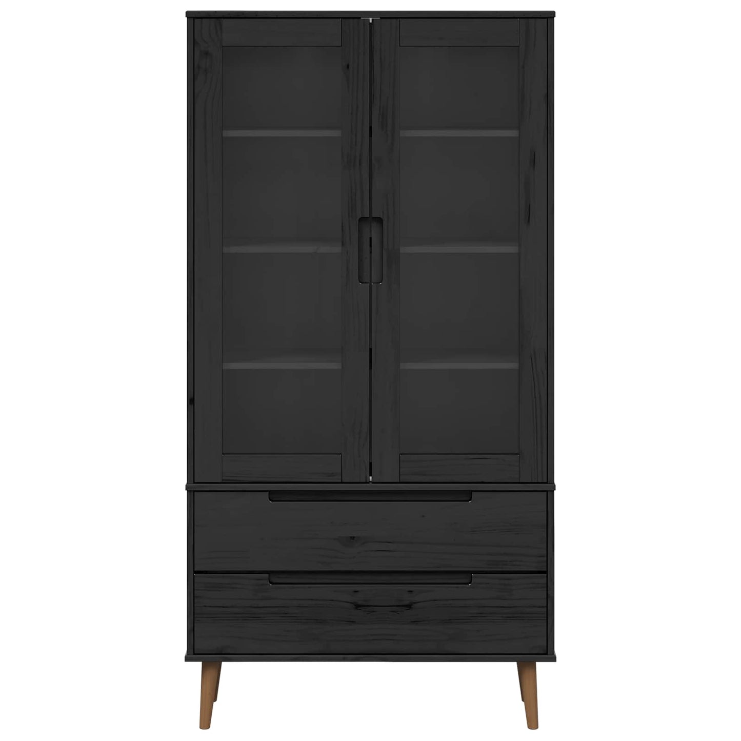 Glass utstillingsskap MOLDE 90 x 35 x 175 cm Heltre furu Svart