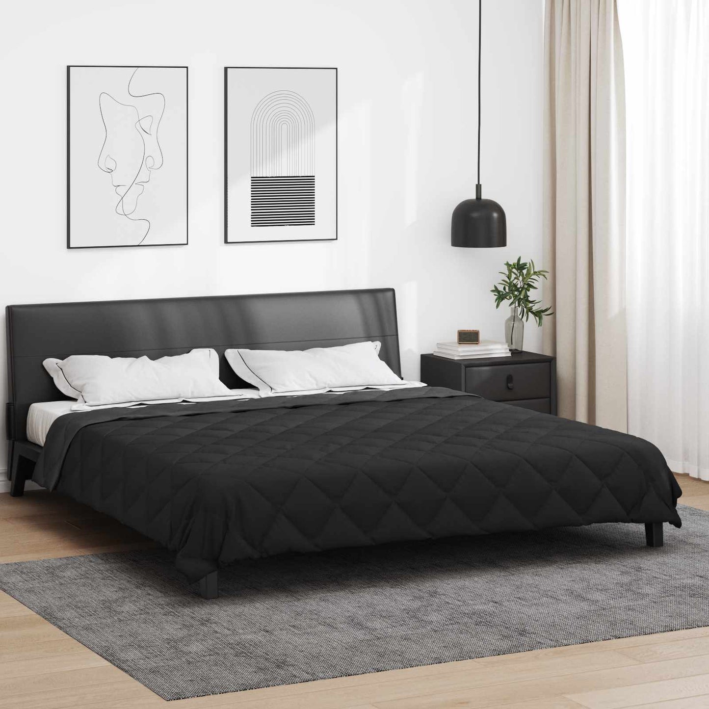 Full år dyne Svart og Anthracite 200 x 200 cm Mikrofiber