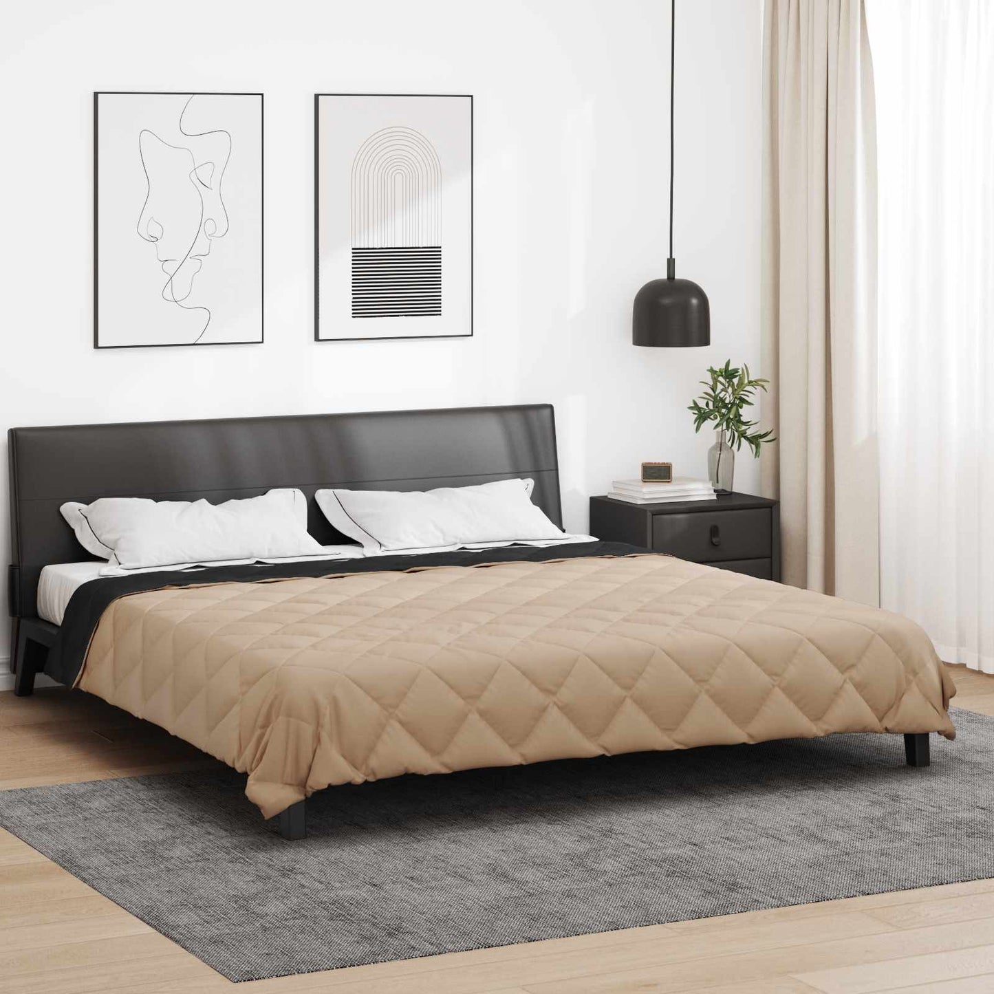 Full år dyne Svart og Taupe 220 x 240 cm Mikrofiber