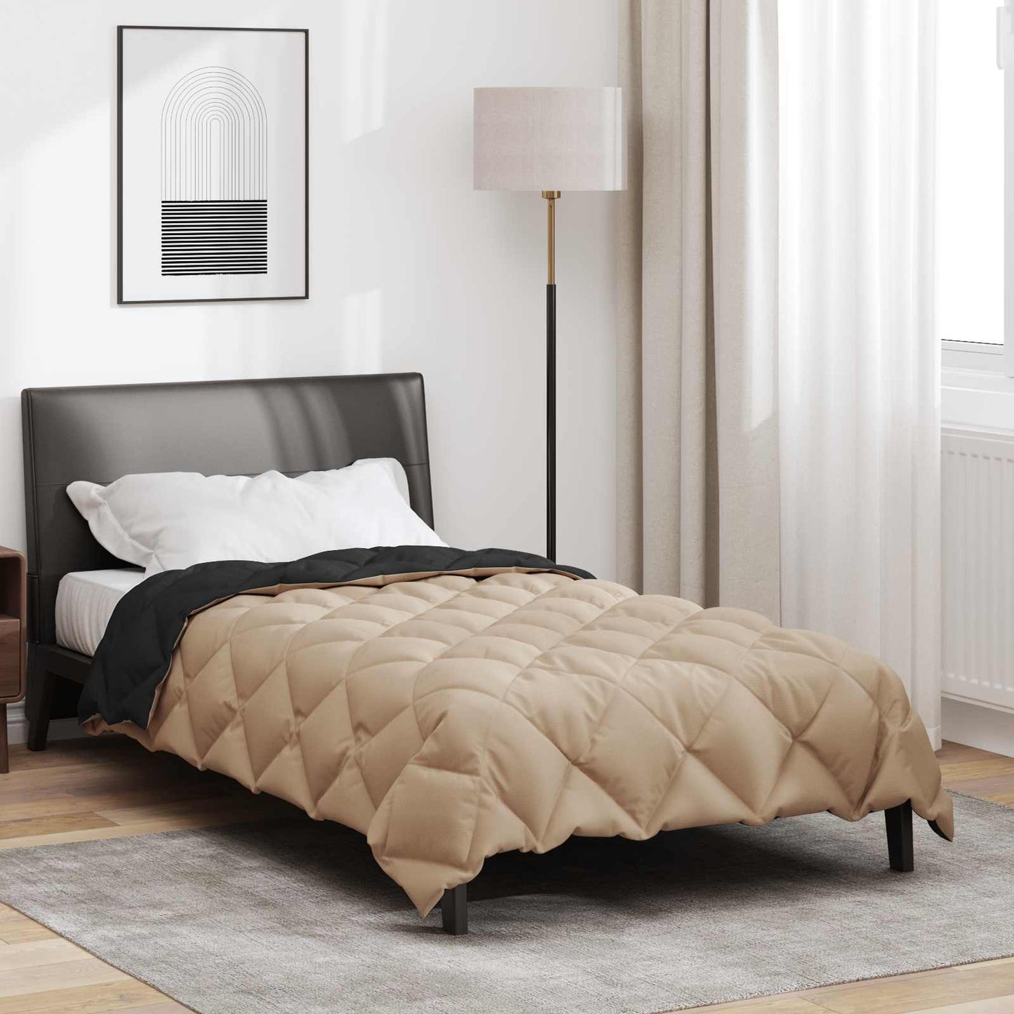 Vinter Dynen Svart og Taupe 135 x 220 cm Mikrofiber