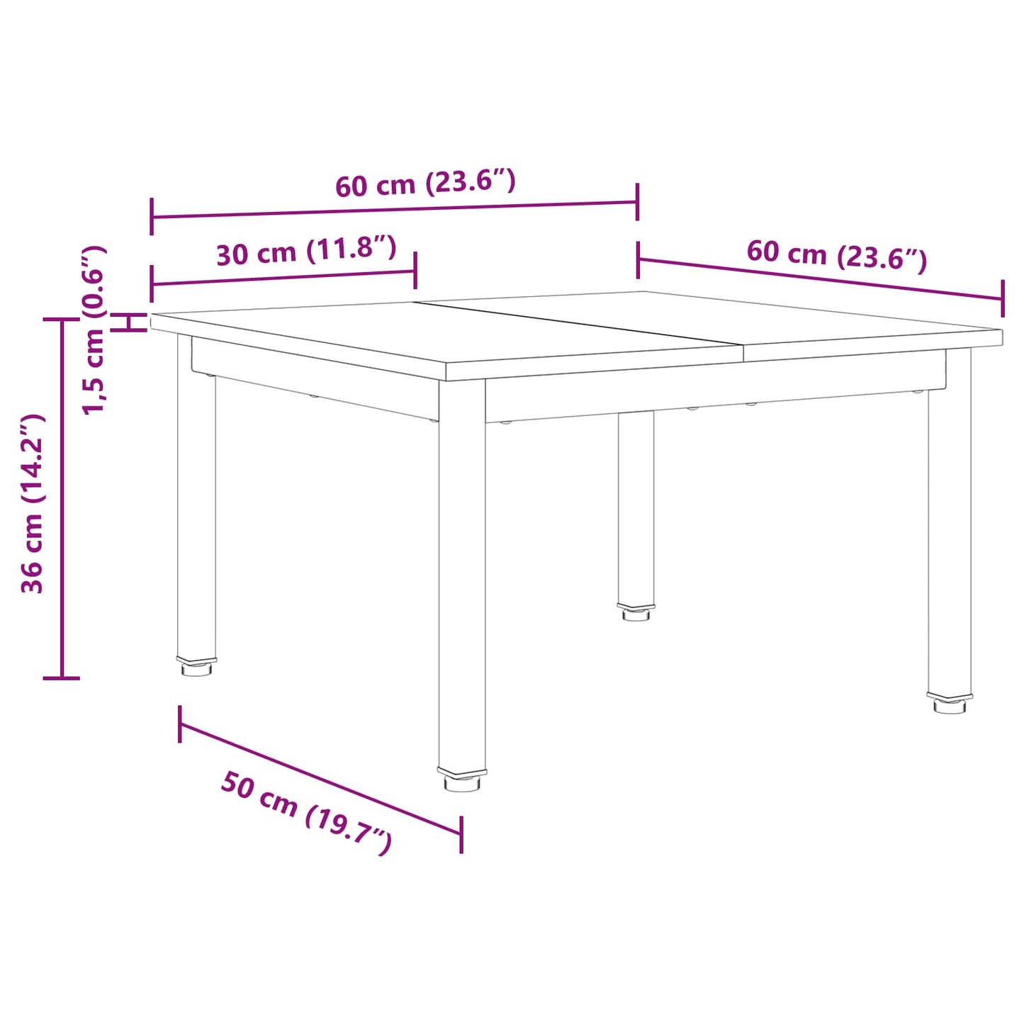 Kaffebord Gammelt tre 60 x 60 x 36 cm Konstruert tre
