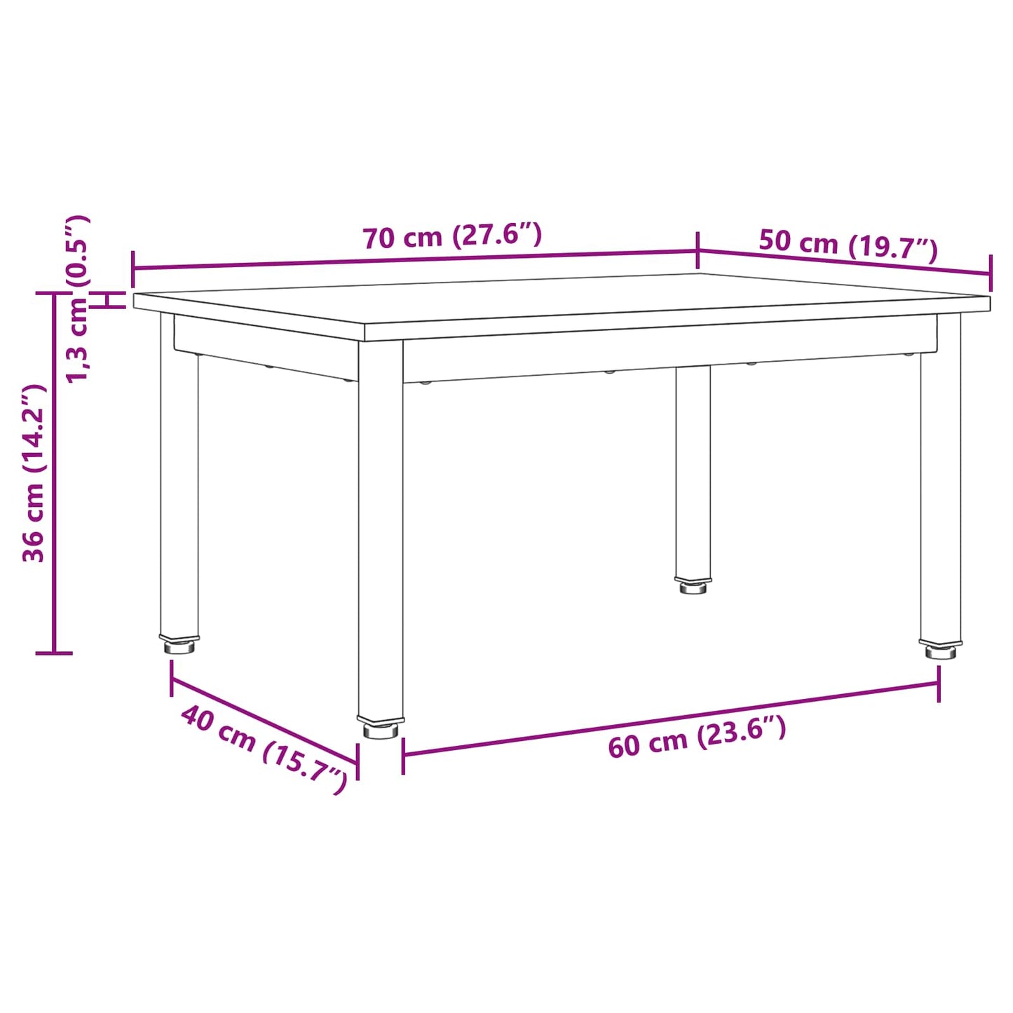 Kaffebord Kunstnerisk Eik 70 x 50 x 36 cm Konstruert tre