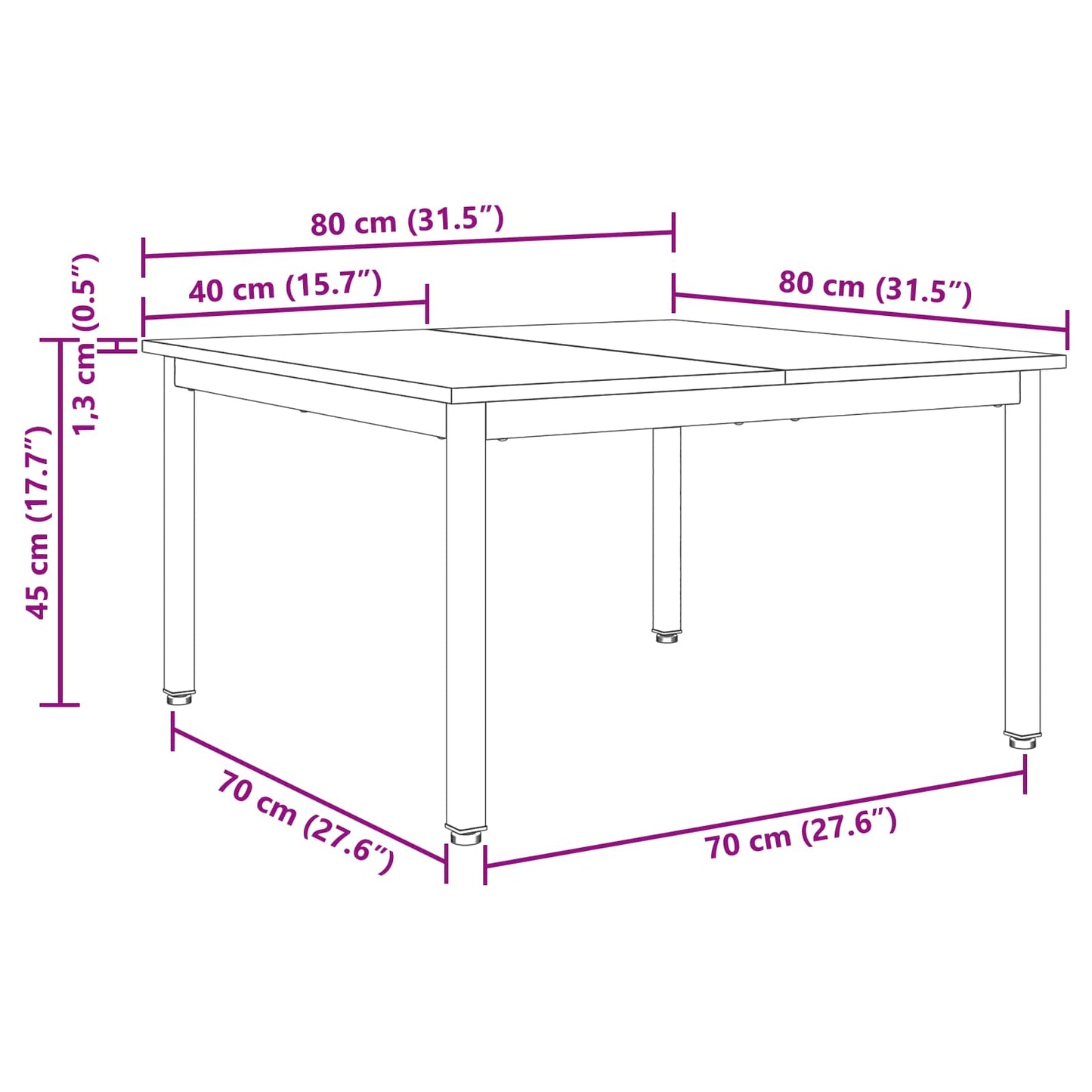 Kaffebord Røyk Eik 80 x 80 x 45 cm Konstruert tre