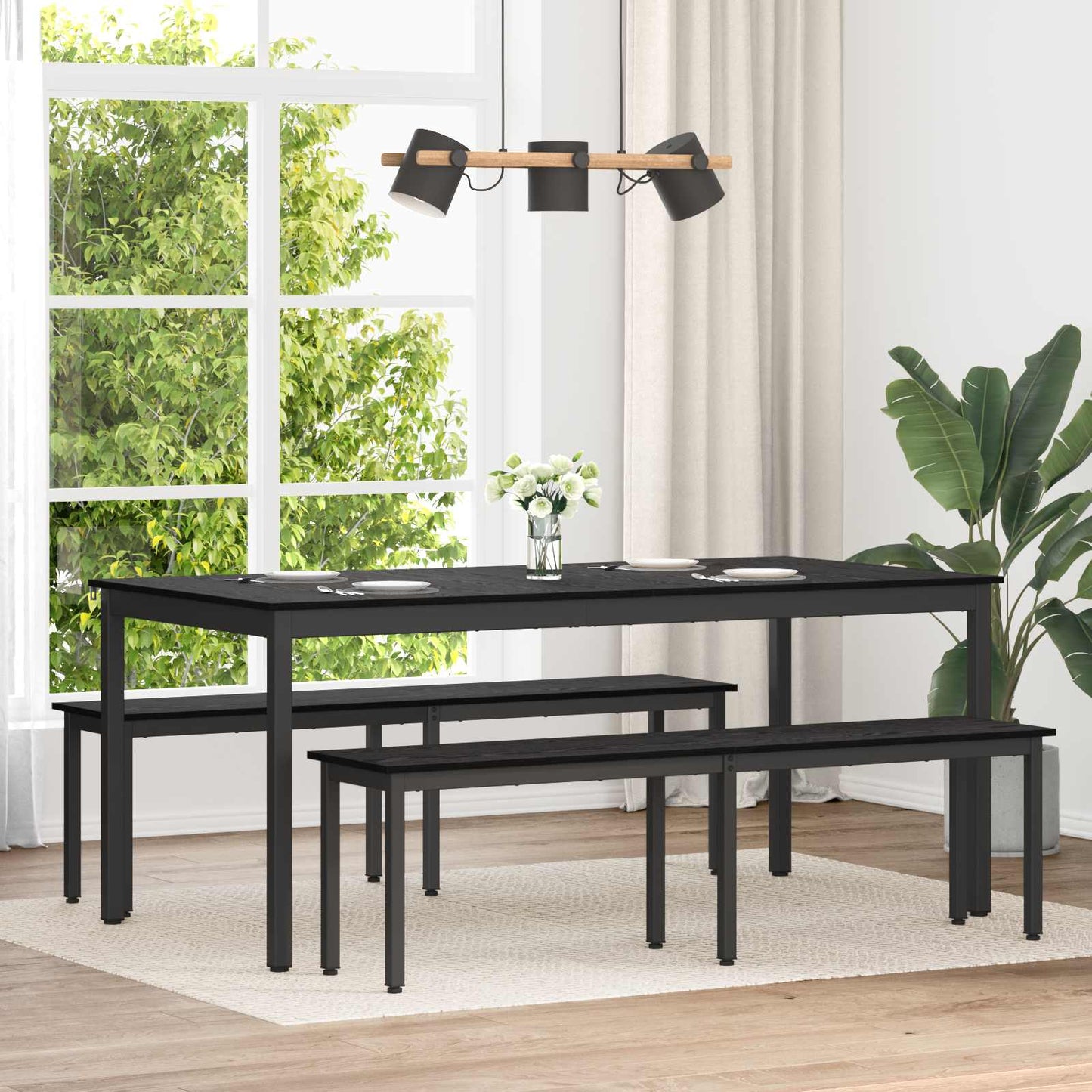 benk Svart Eik 160 x 35 x 45 cm Konstruert tre
