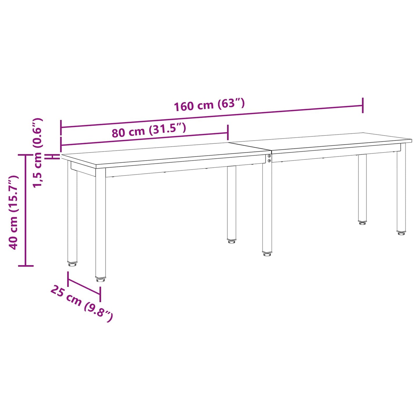 benk Sonoma 160 x 35 x 45 cm Konstruert tre