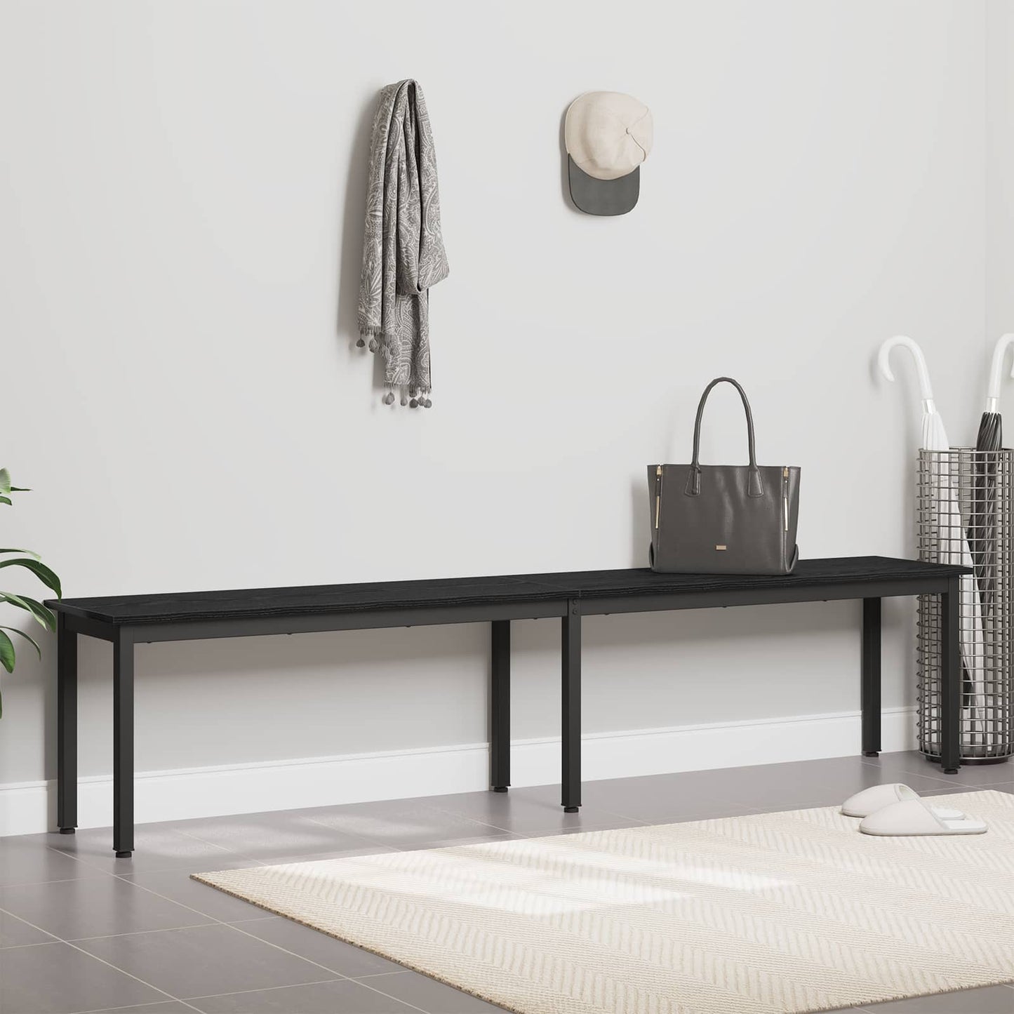 benk Svart Eik 200 x 35 x 45 cm Konstruert tre