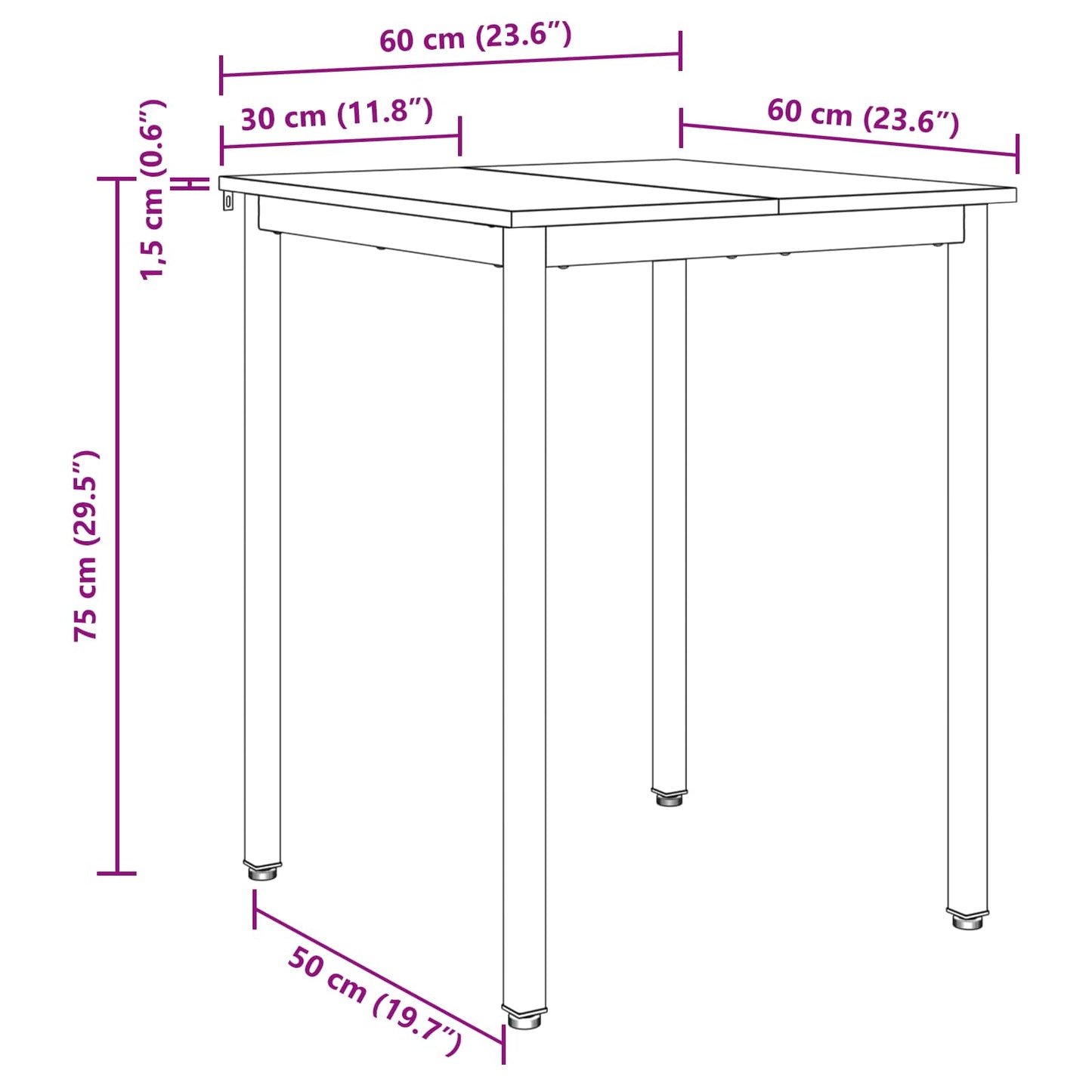 Spisebord 60 x 60 x 75 cm METALL Torget