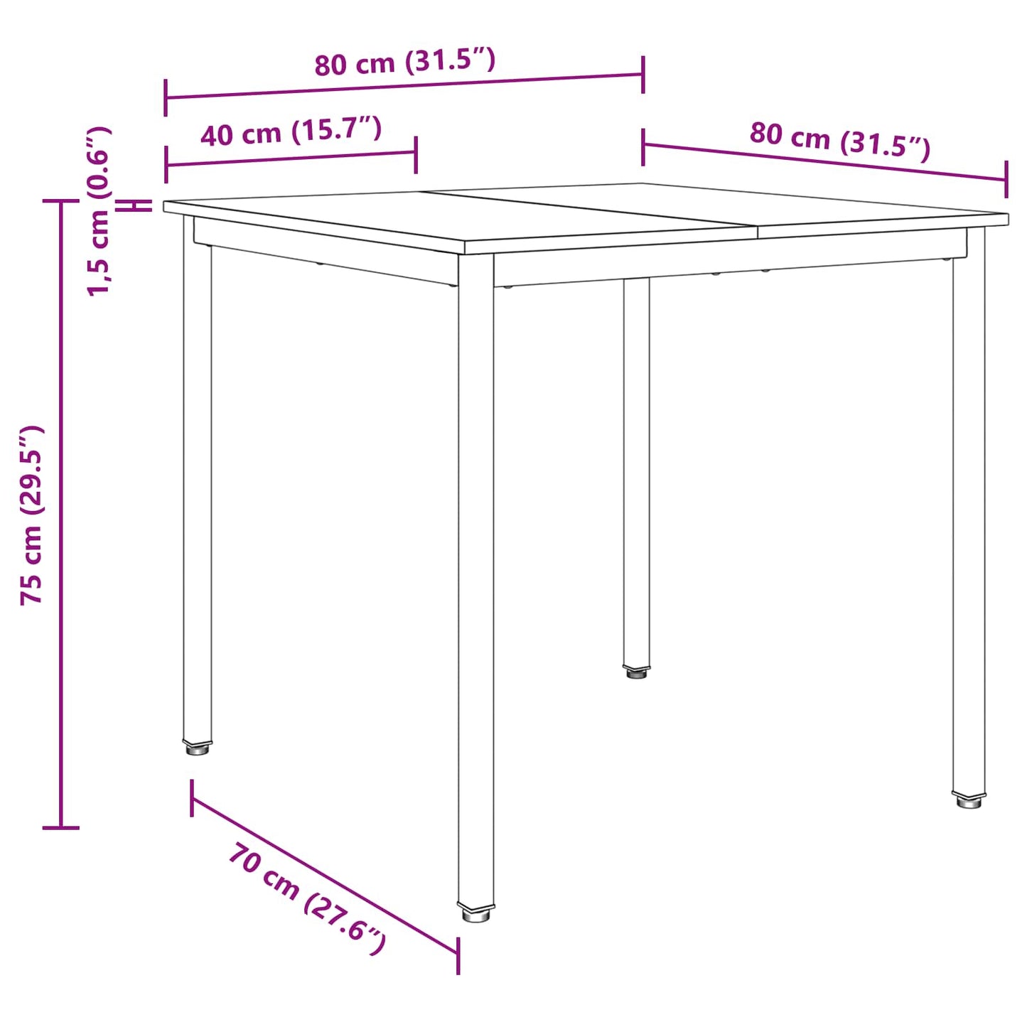 Spisebord 80 x 80 x 75 cm Konstruert tre Sonoma eik Torget