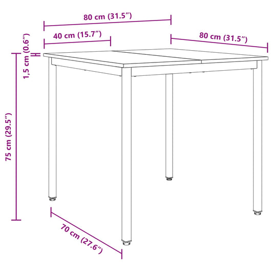 Spisebord 80 x 80 x 75 cm METALL Torget