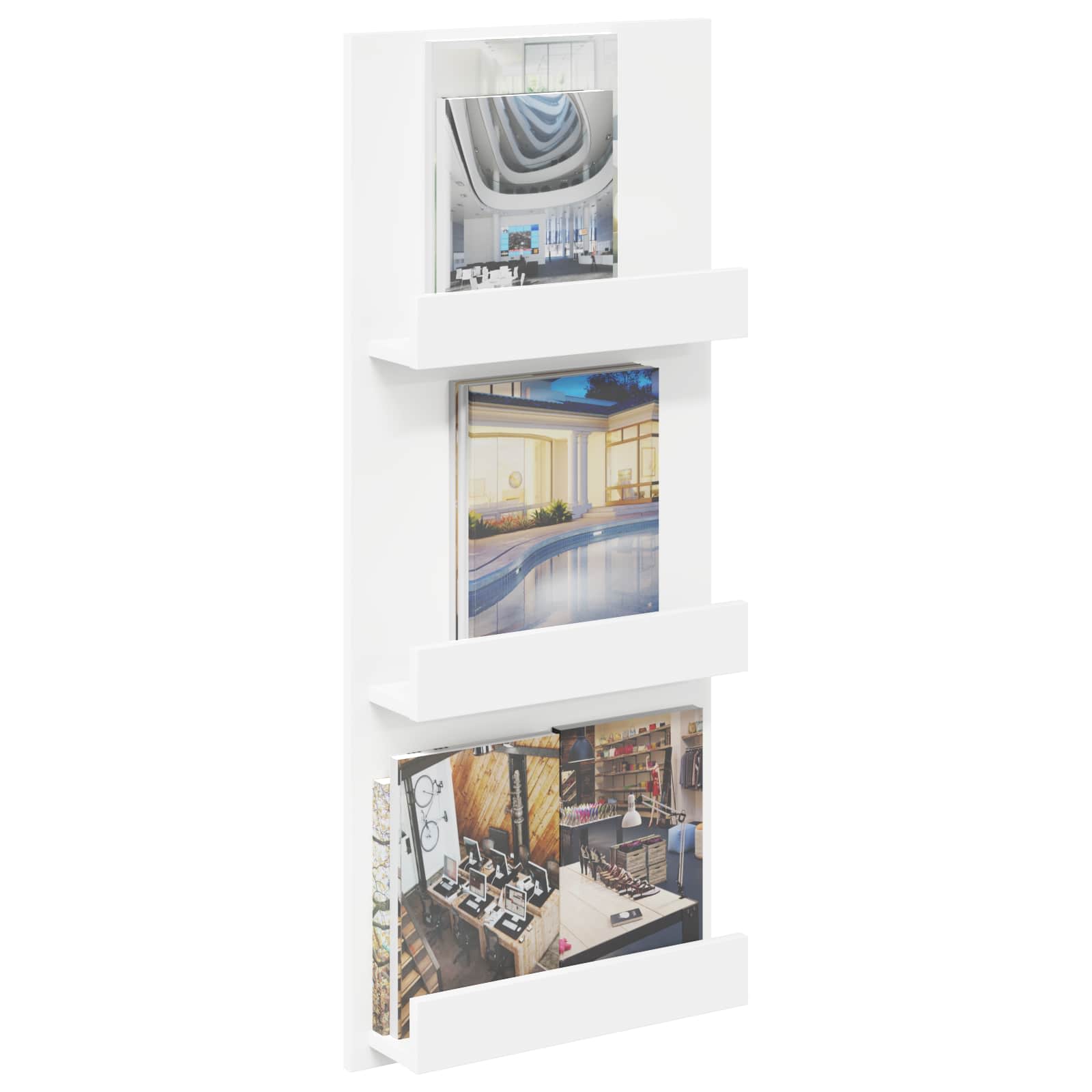 Magasinreol med hylle Hvit 51 x 11 x 102 cm Konstruert tre vidaXL