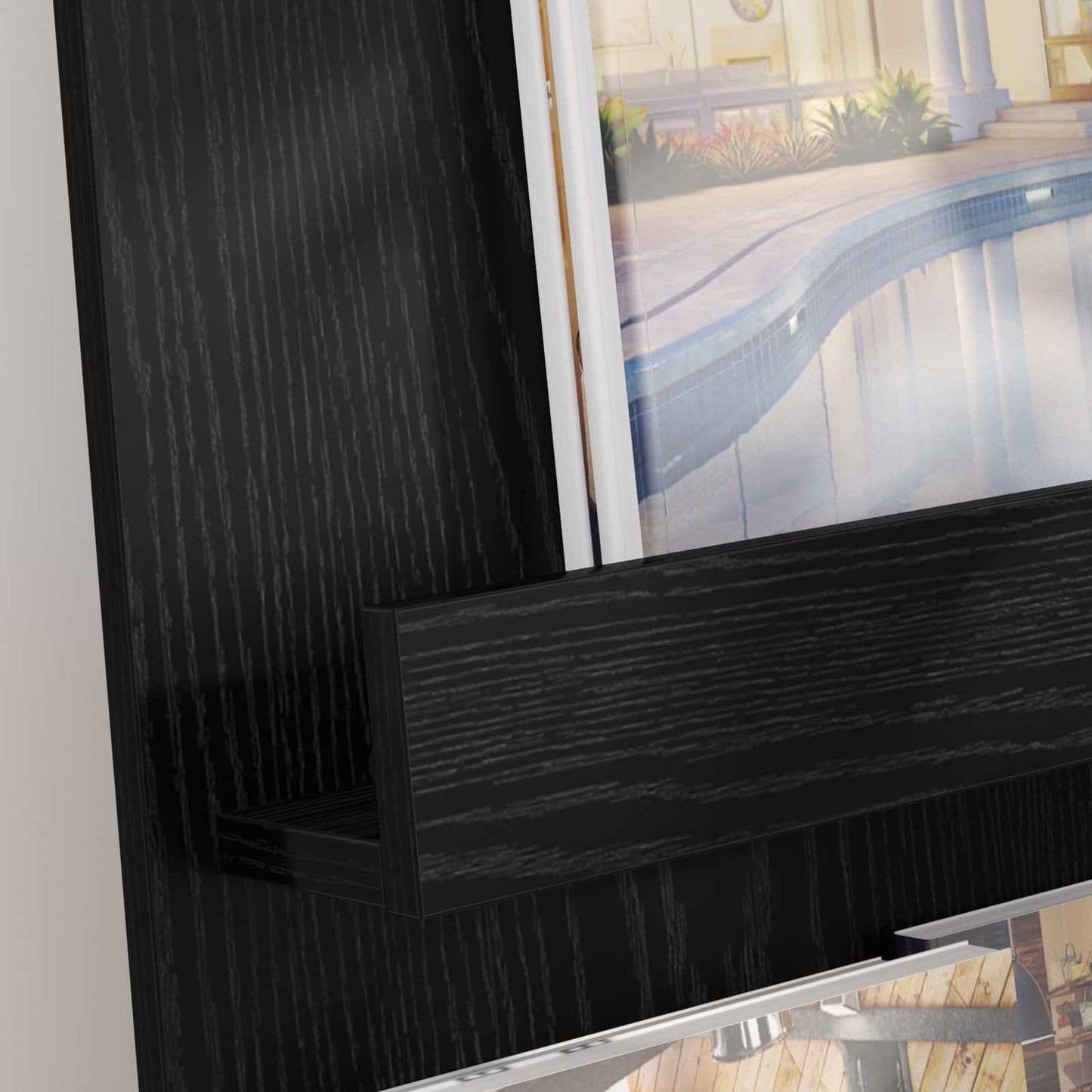 Magasinreol med hylle Svart Eik 43 x 11 x 102 cm Konstruert tre