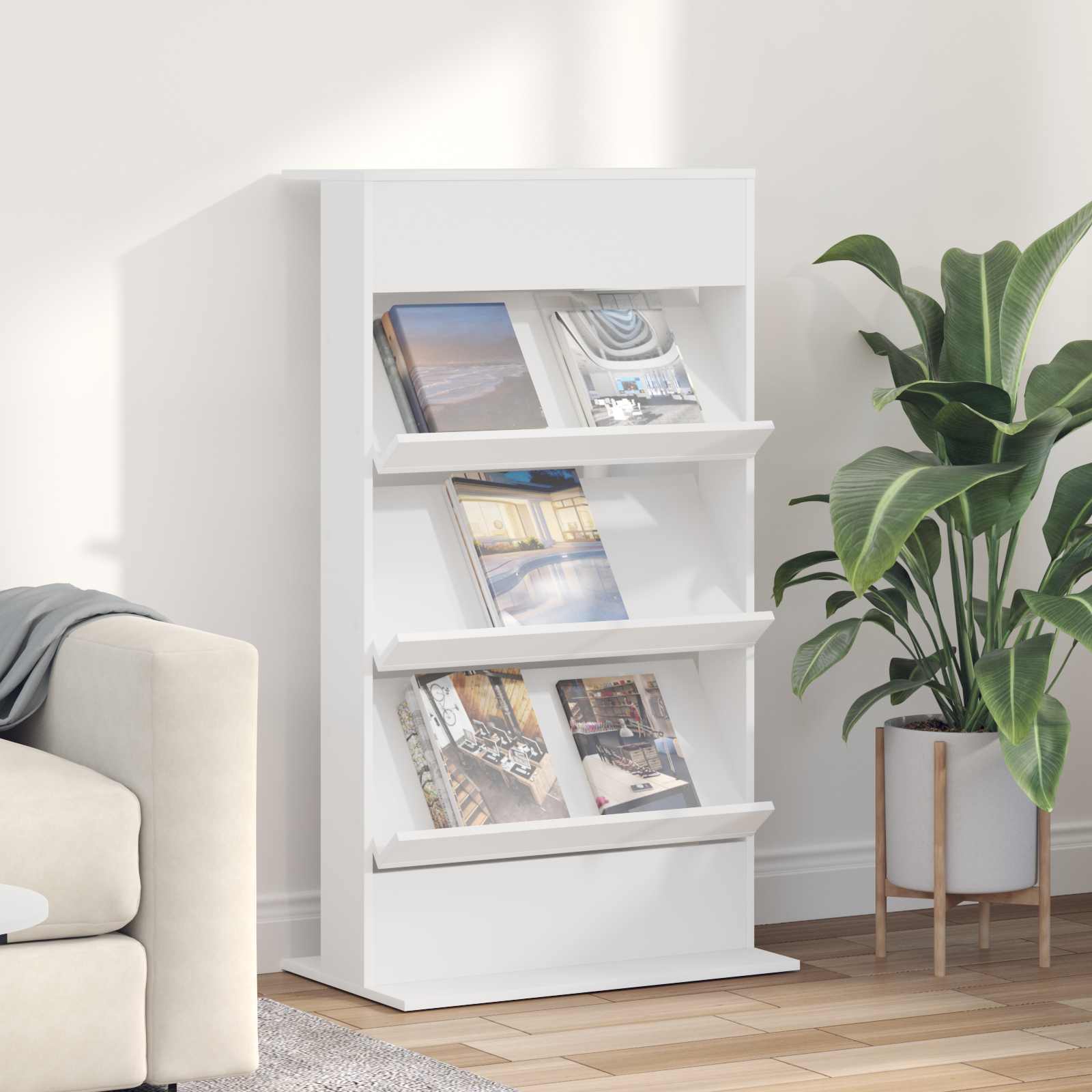 Magasinreol med hylle Hvit 70 x 41 x 126 cm Konstruert tre vidaXL