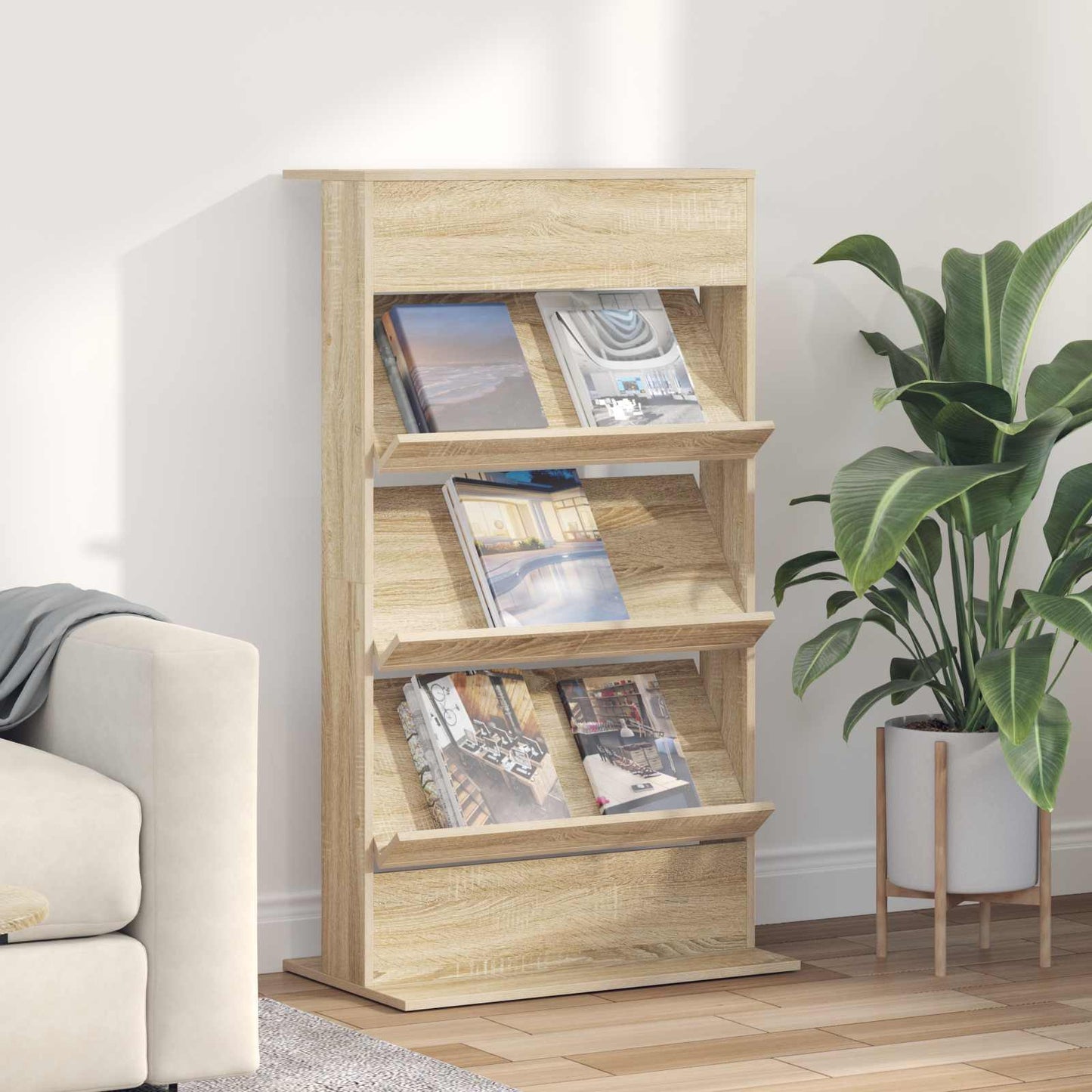Magasinreol Sonoma eik 70 x 41 x 126 cm Konstruert tre