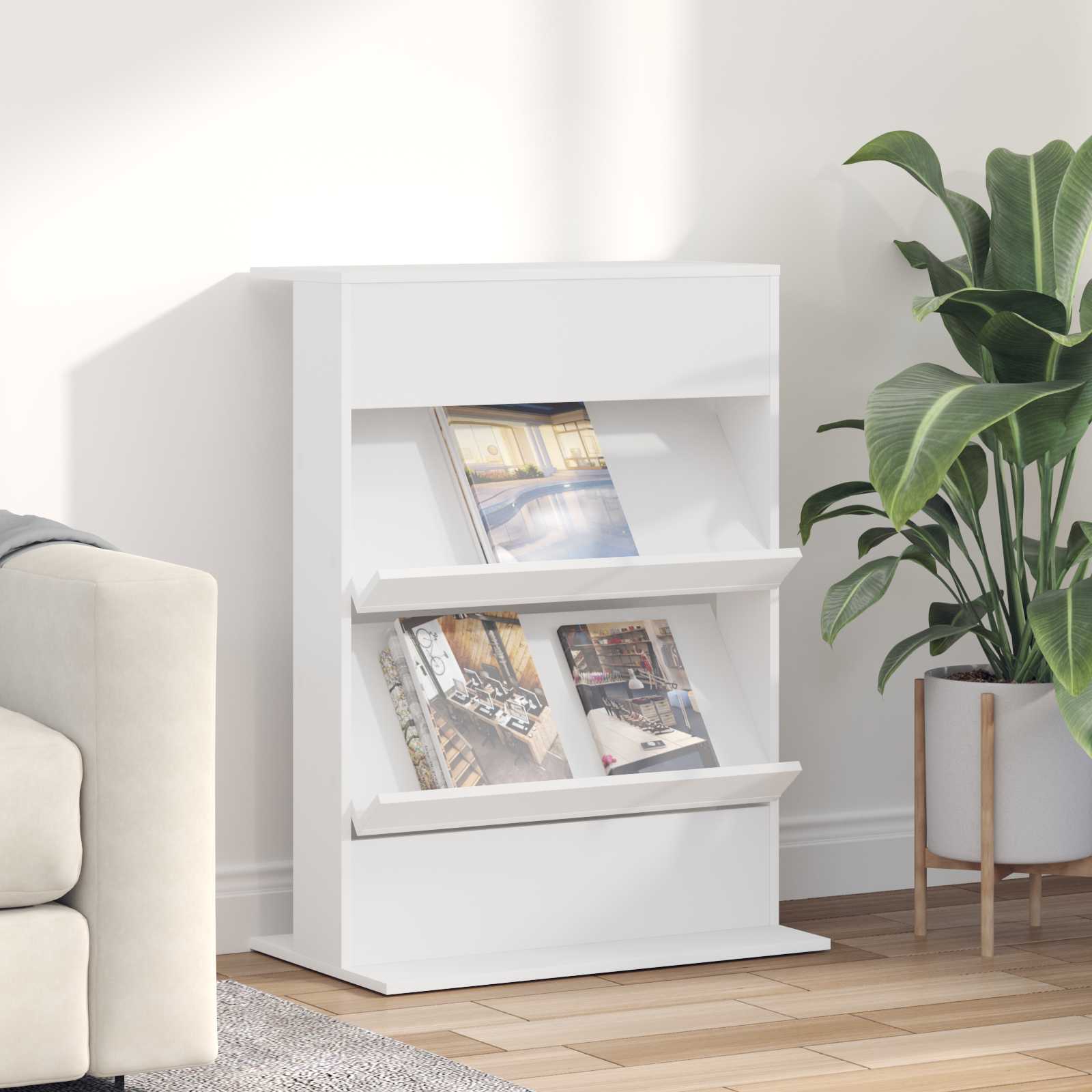 Magasinreol med hylle Hvit 70 x 41 x 96 cm Konstruert tre vidaXL