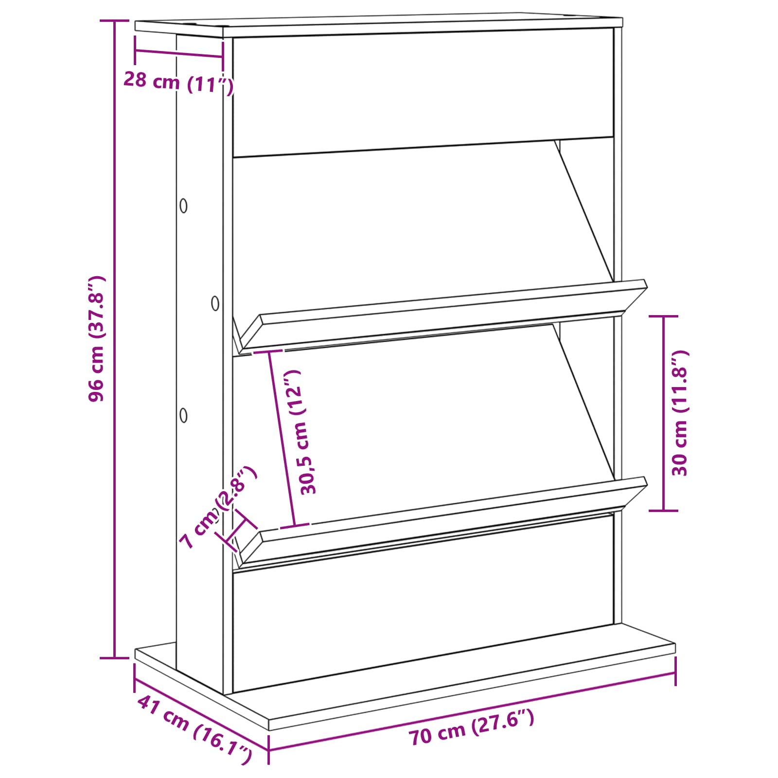 Magasinreol med hylle Hvit 70 x 41 x 96 cm Konstruert tre vidaXL