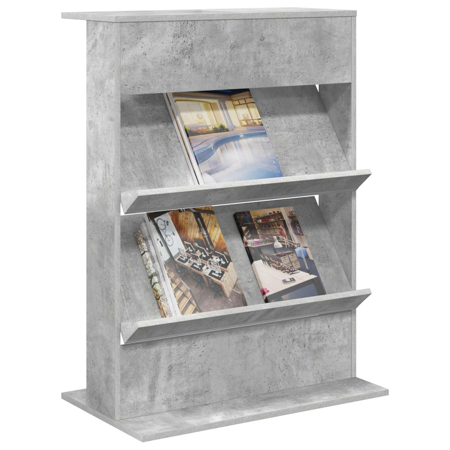 Magasinreol med hylle Betonggrå 70 x 41 x 96 cm Konstruert tre