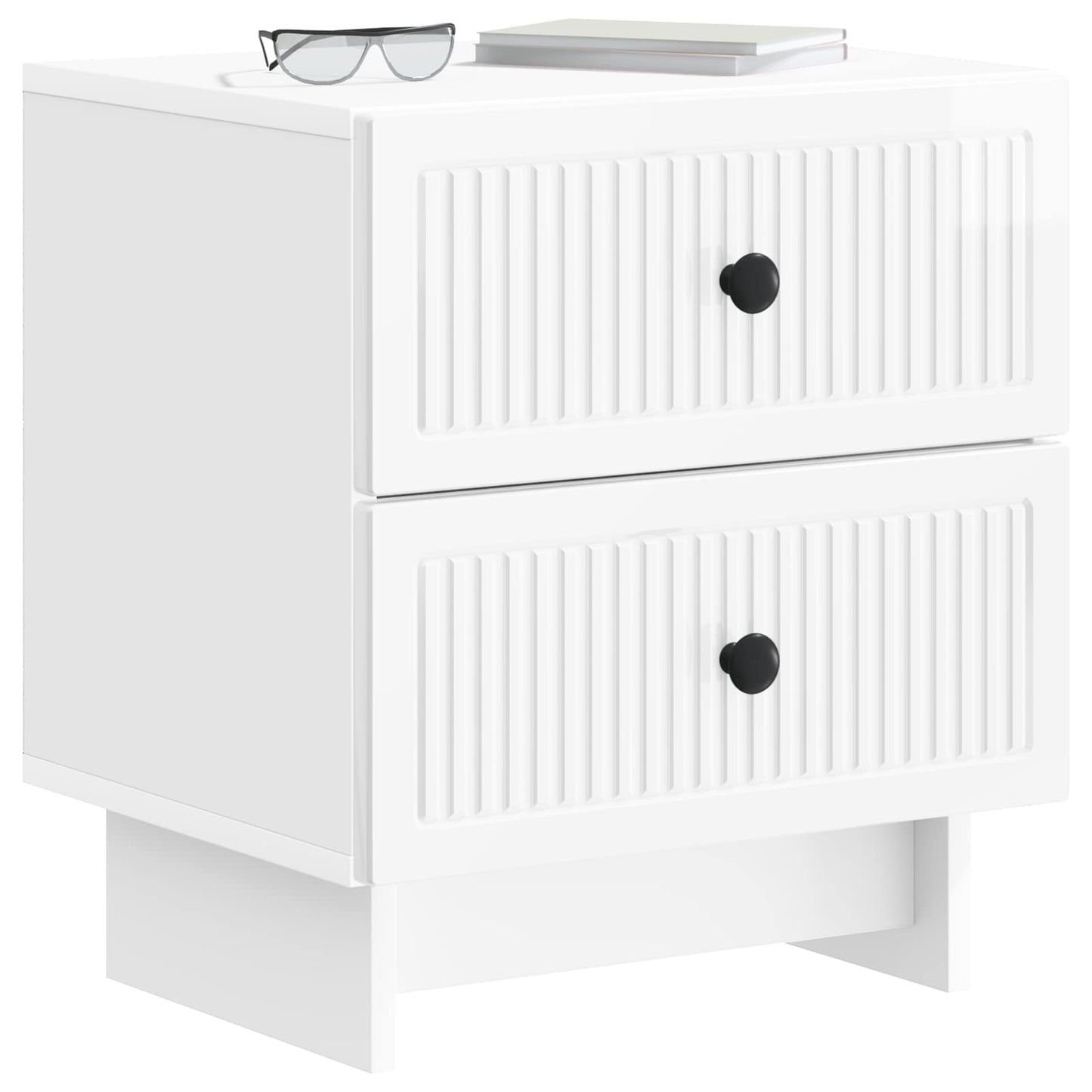 Nattbordskap Høgglans hvit 43 x 34,5 x 47,5 cm Konstruert tre