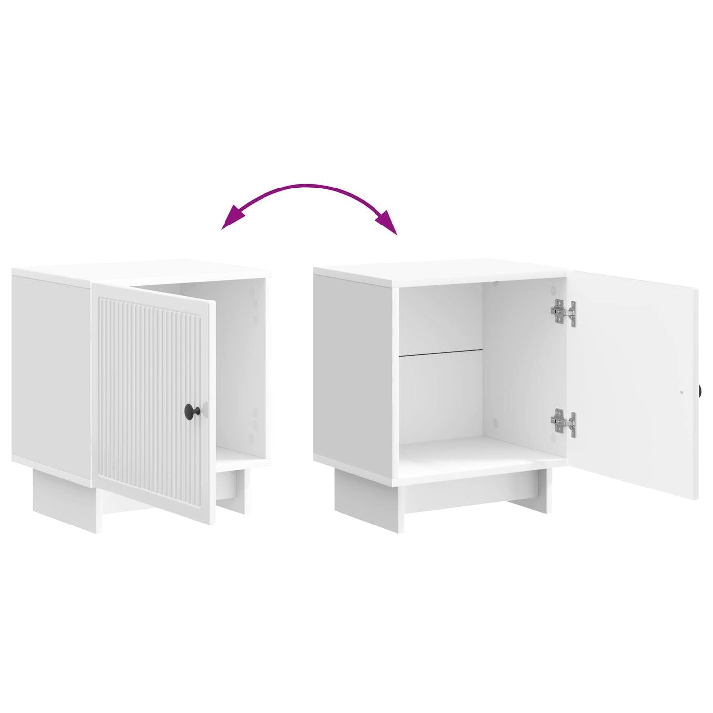 Nattbordskap 2 pcs Høgglans hvit 43 x 34,5 x 50 cm