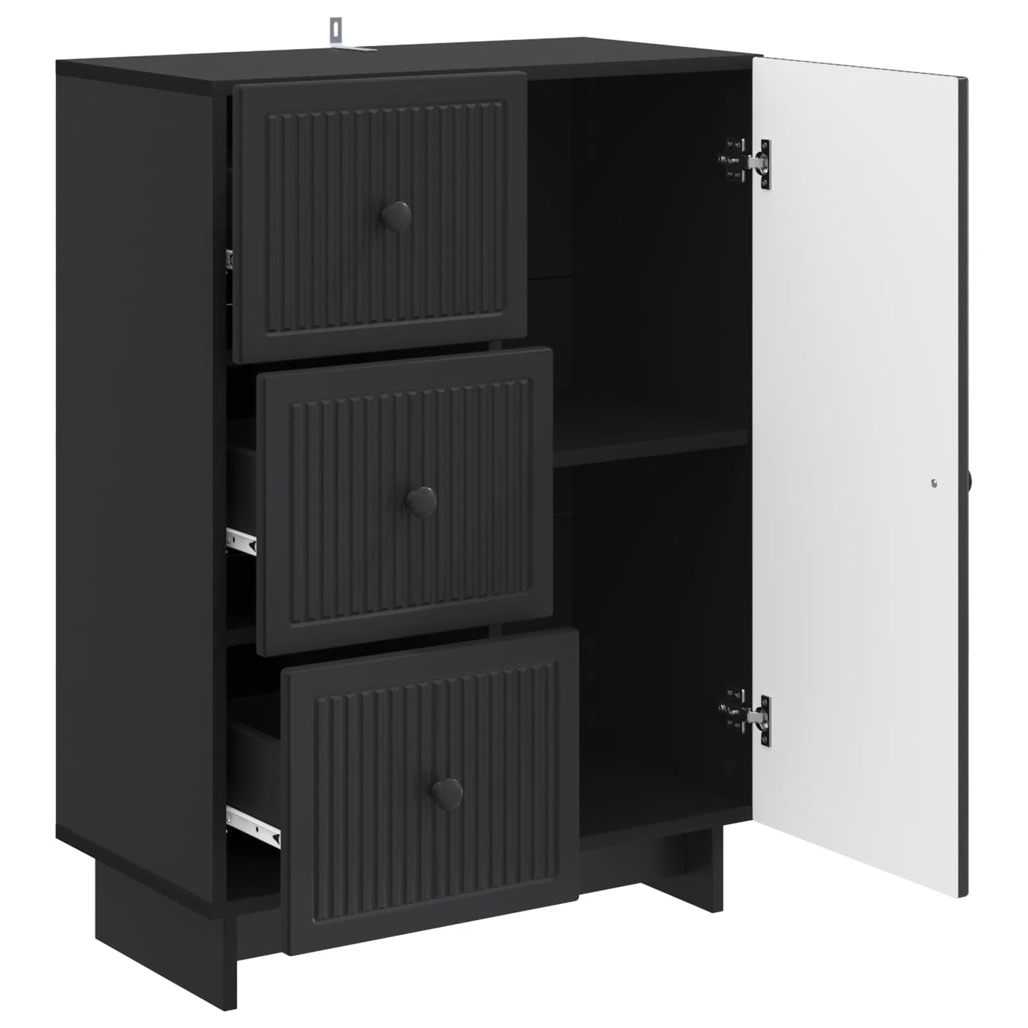 Serviesskap med skuff Svart 66 x 34,5 x 90 cm Konstruert tre