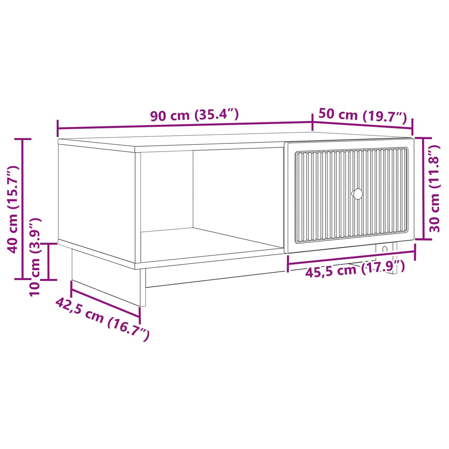 Kaffebord Hvit 90 x 50 x 40 cm Konstruert tre