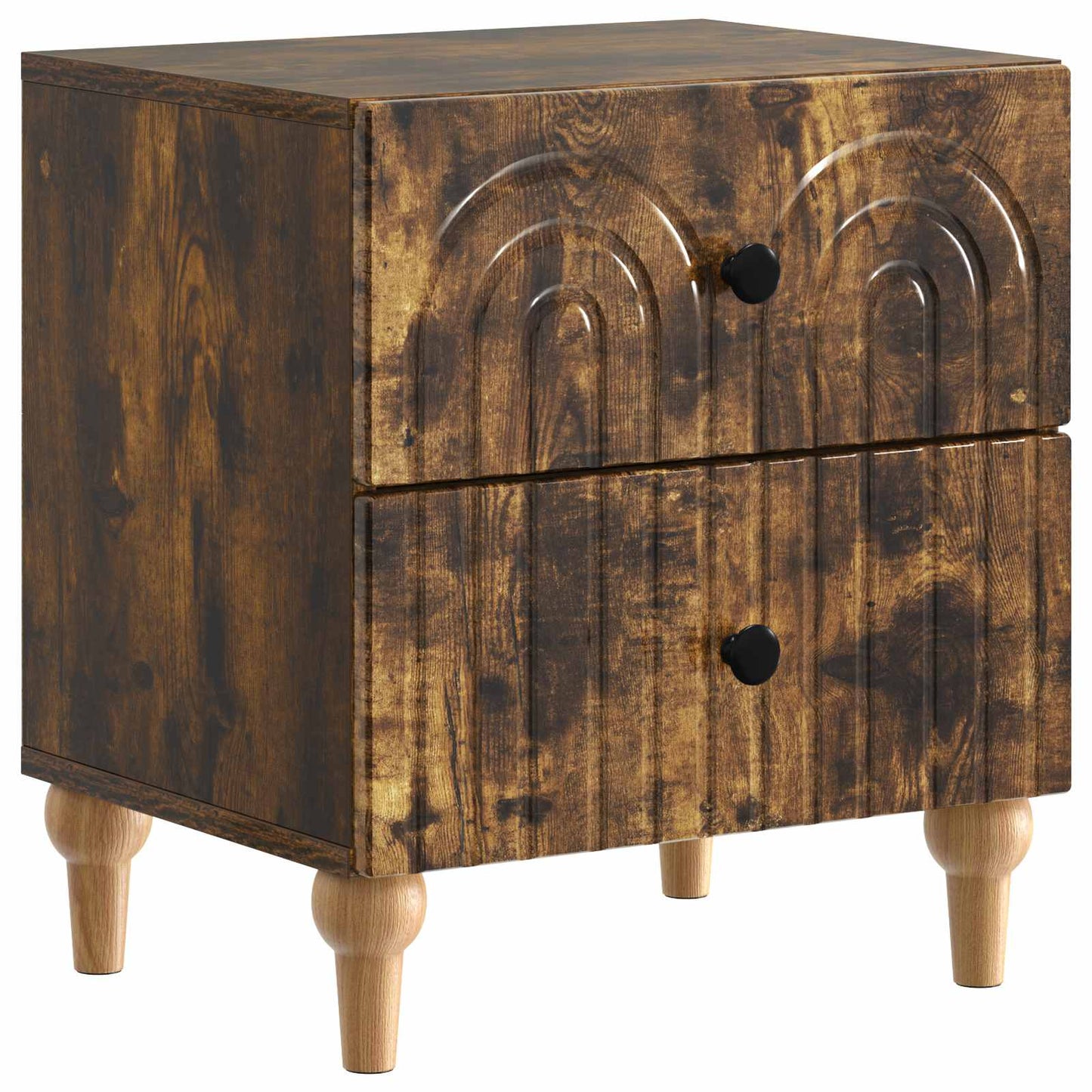 Nattbordskap 2 pcs Røkt Eik 43 x 34,5 x 48 cm Konstruert tre