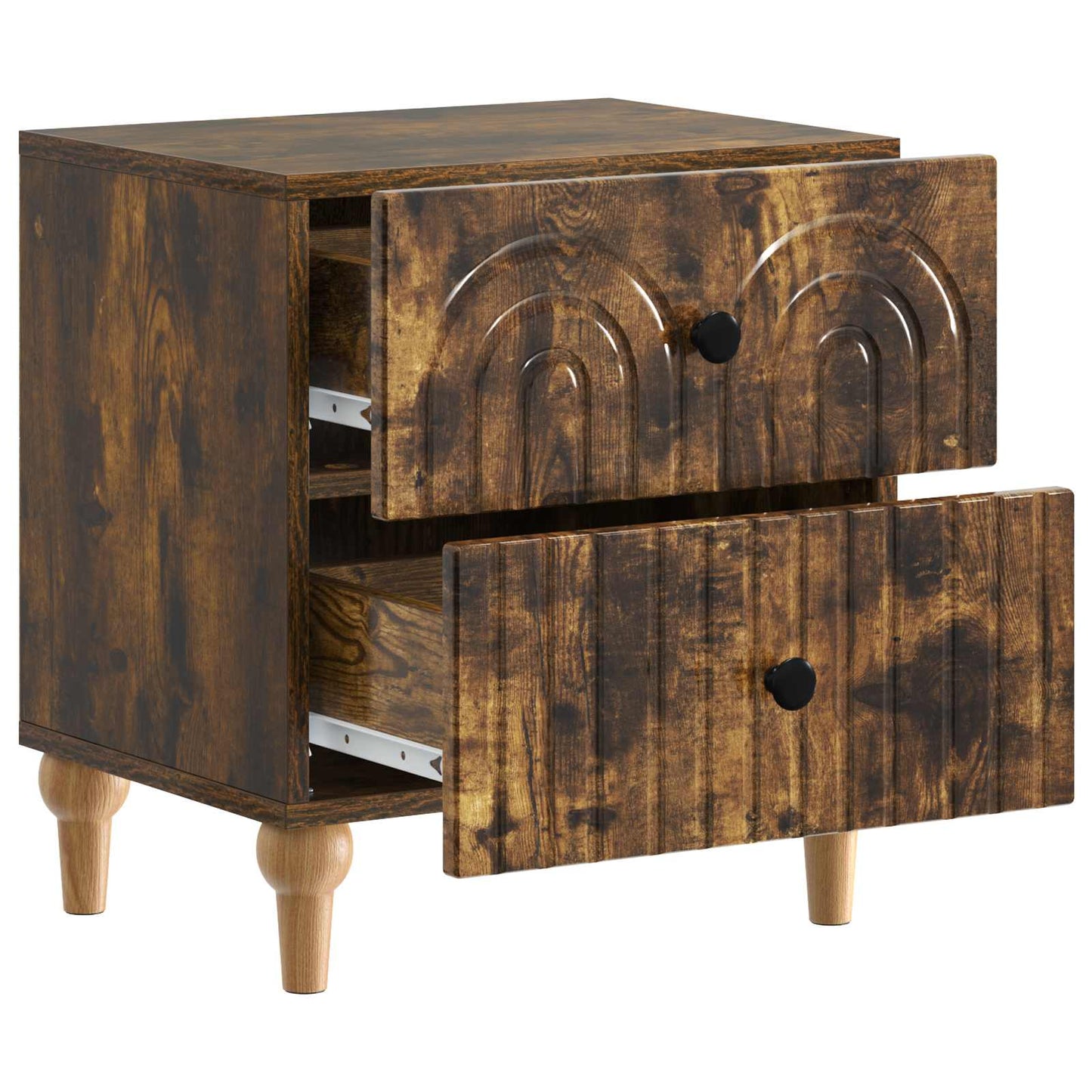 Nattbordskap 2 pcs Røkt Eik 43 x 34,5 x 48 cm Konstruert tre