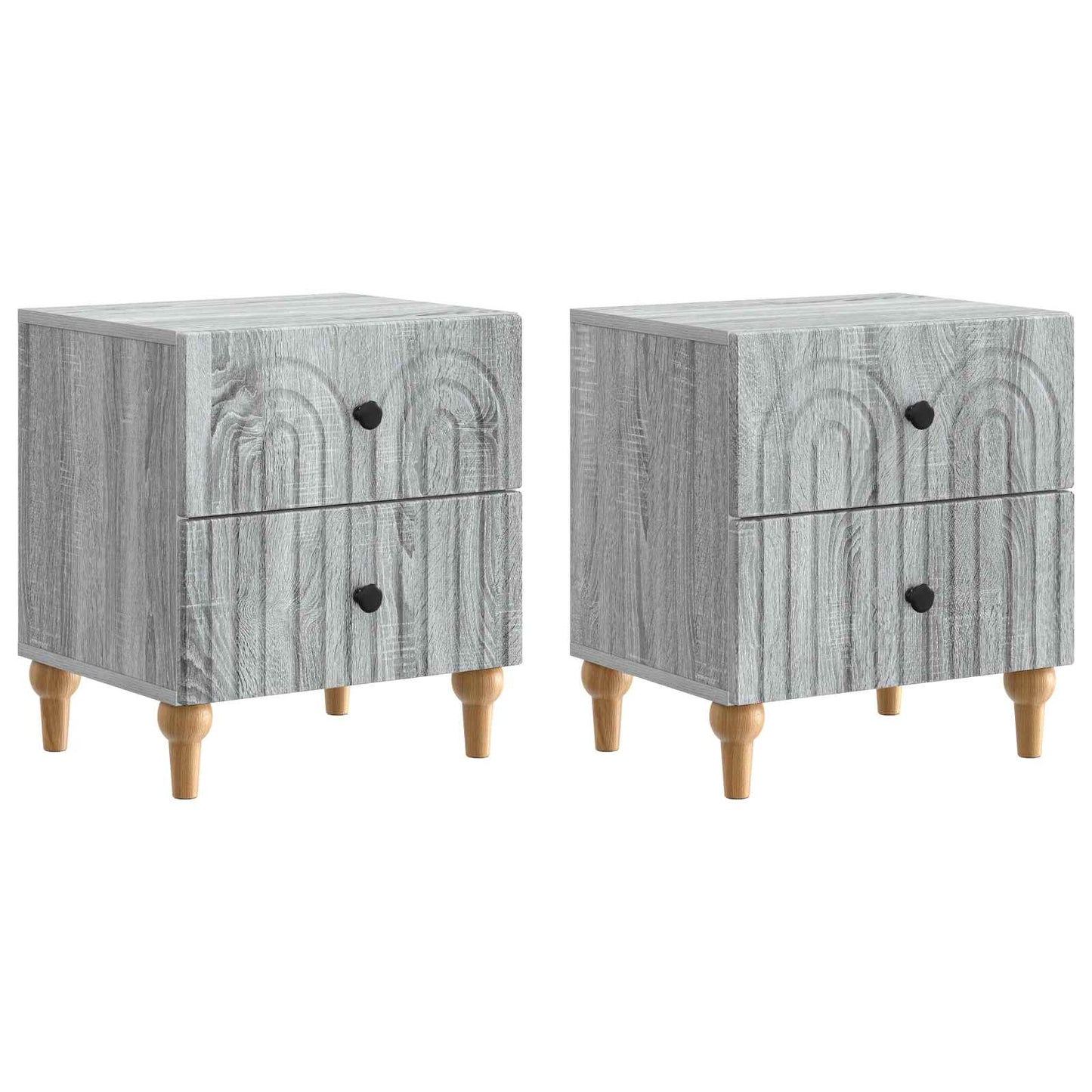 Nattbordskap 2 pcs Grå sonoma 43 x 34,5 x 48 cm Konstruert tre
