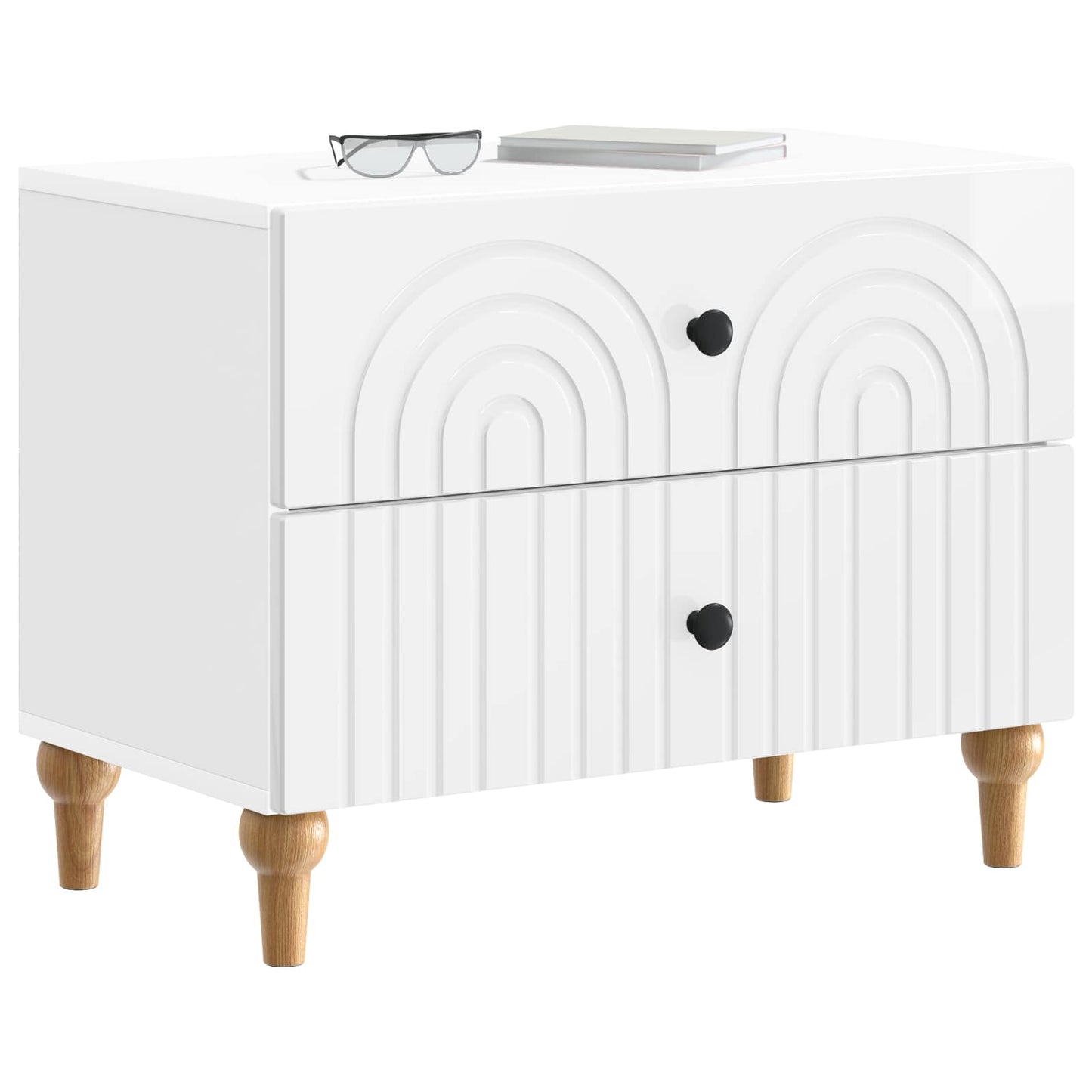 Nattbordskap Høgglans hvit 62 x 34,5 x 48 cm Konstruert tre