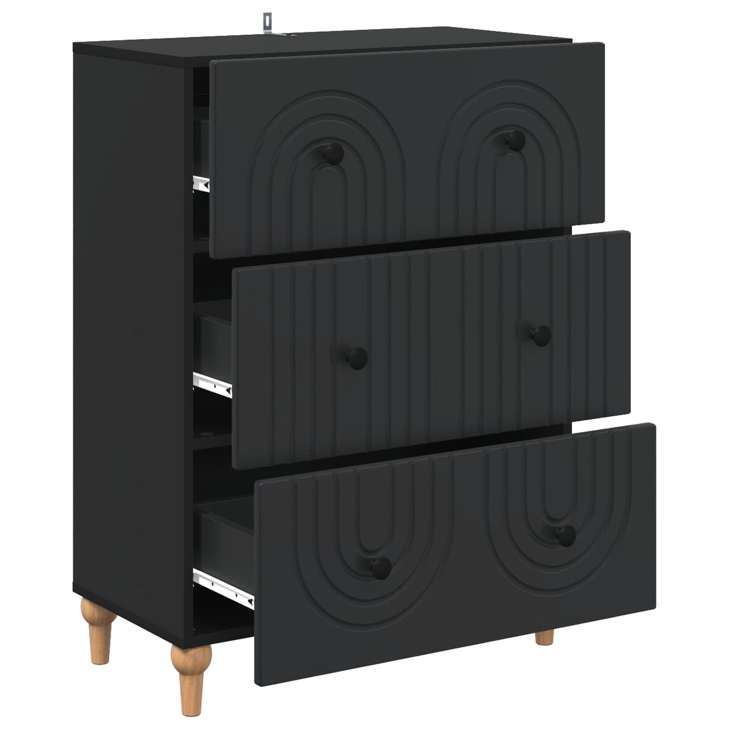 Skuffeskap Svart 66 x 34,5 x 90 cm Konstruert tre