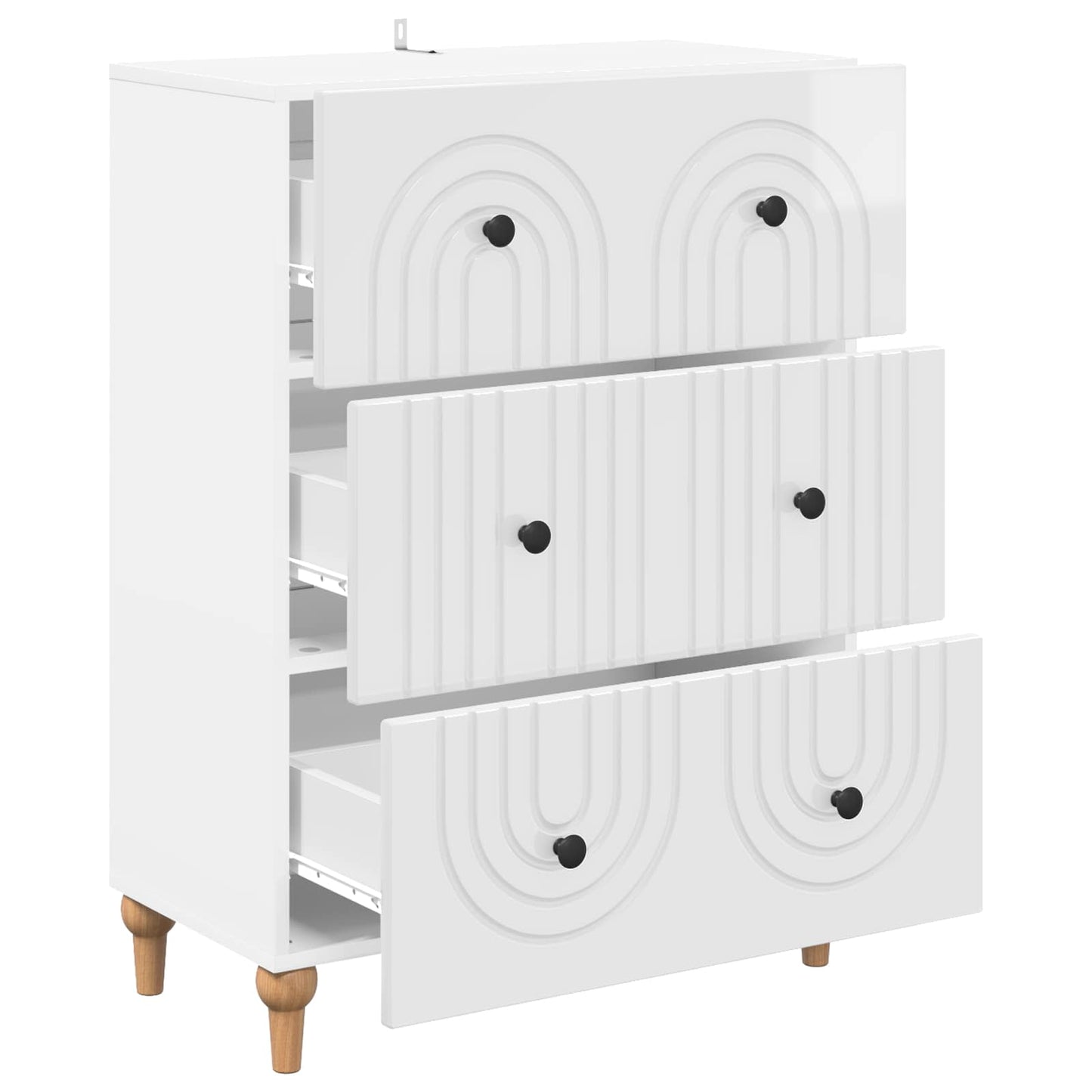 Skuffeskap Høgglans hvit 66 x 34,5 x 90 cm Konstruert tre