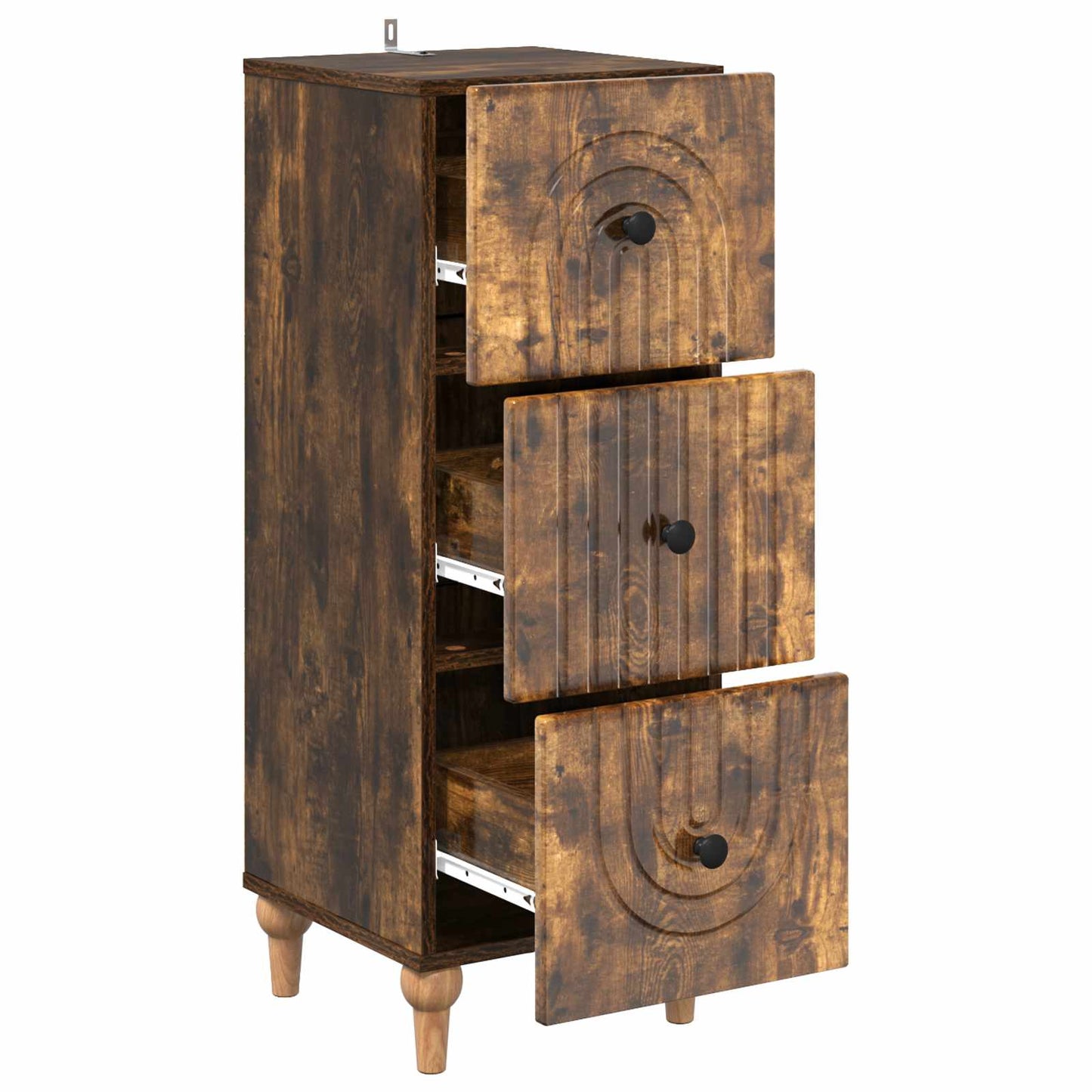 Skuffeskap Røkt Eik 33 x 34,5 x 90 cm Konstruert tre