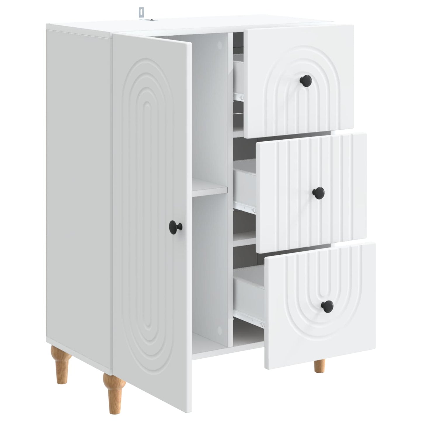 Serviesskap med skuff Hvit 66 x 34,5 x 90 cm Konstruert tre