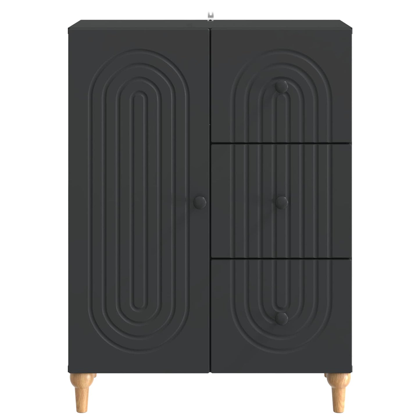 Serviesskap med skuff Svart 66 x 34,5 x 90 cm Konstruert tre