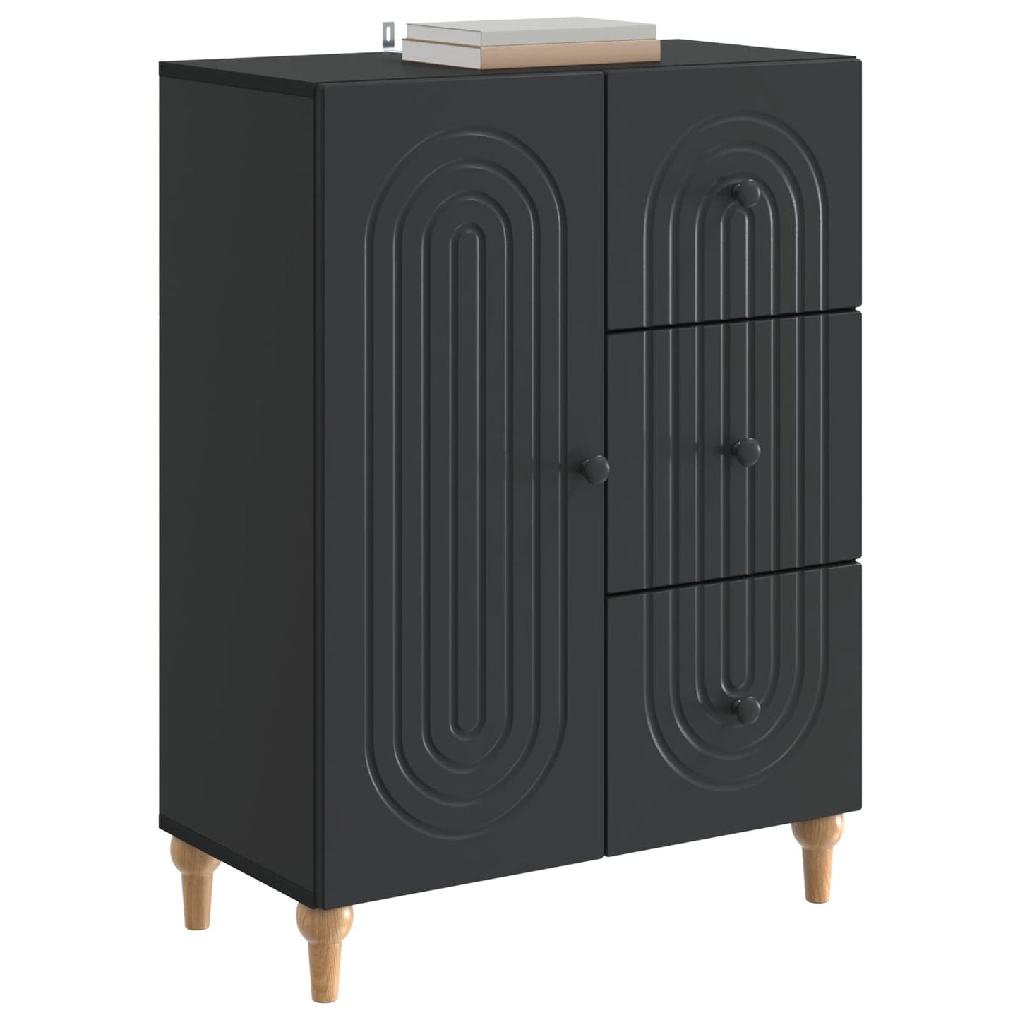 Serviesskap med skuff Svart 66 x 34,5 x 90 cm Konstruert tre