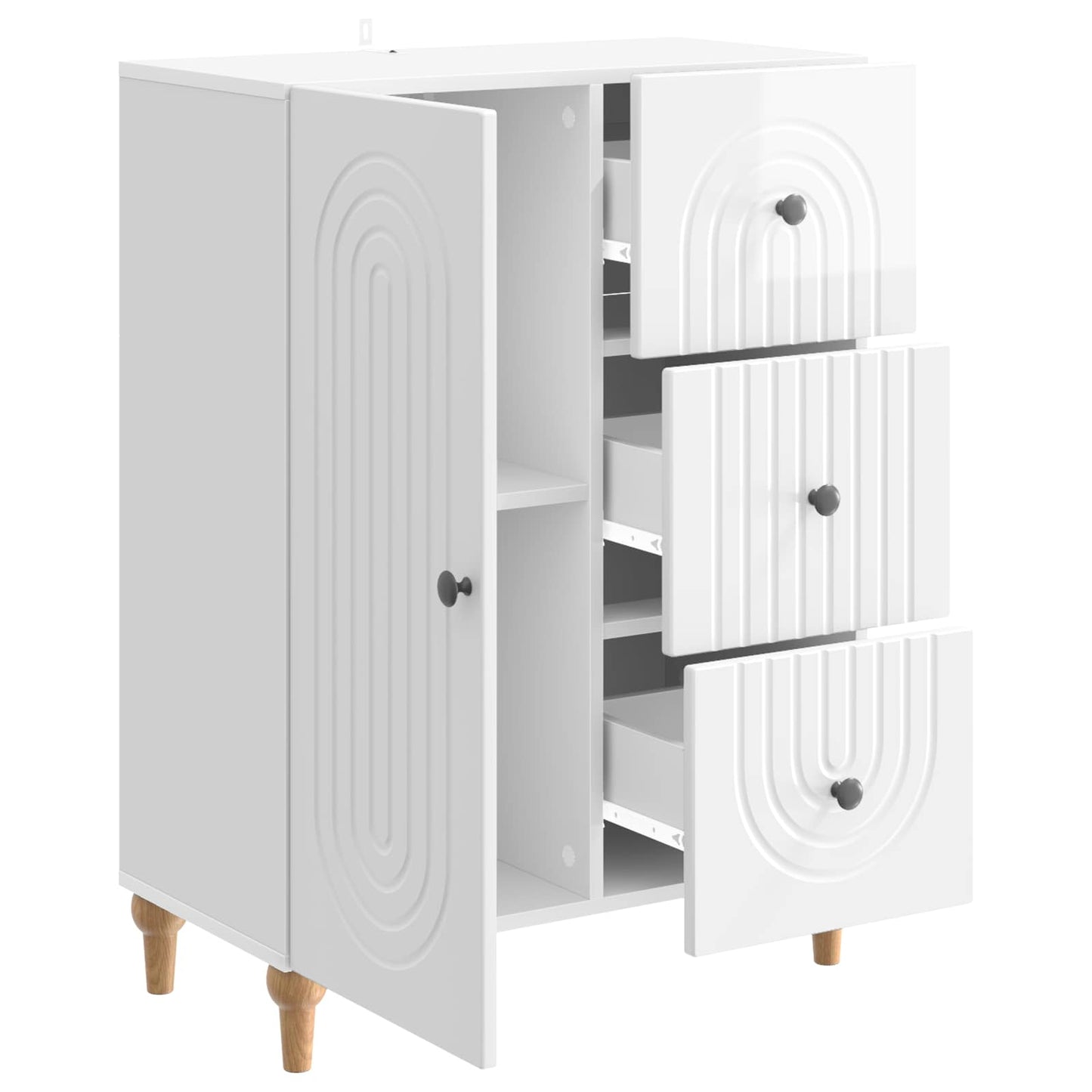 Serviesskap Høgglans hvit 66 x 34,5 x 90 cm Konstruert tre