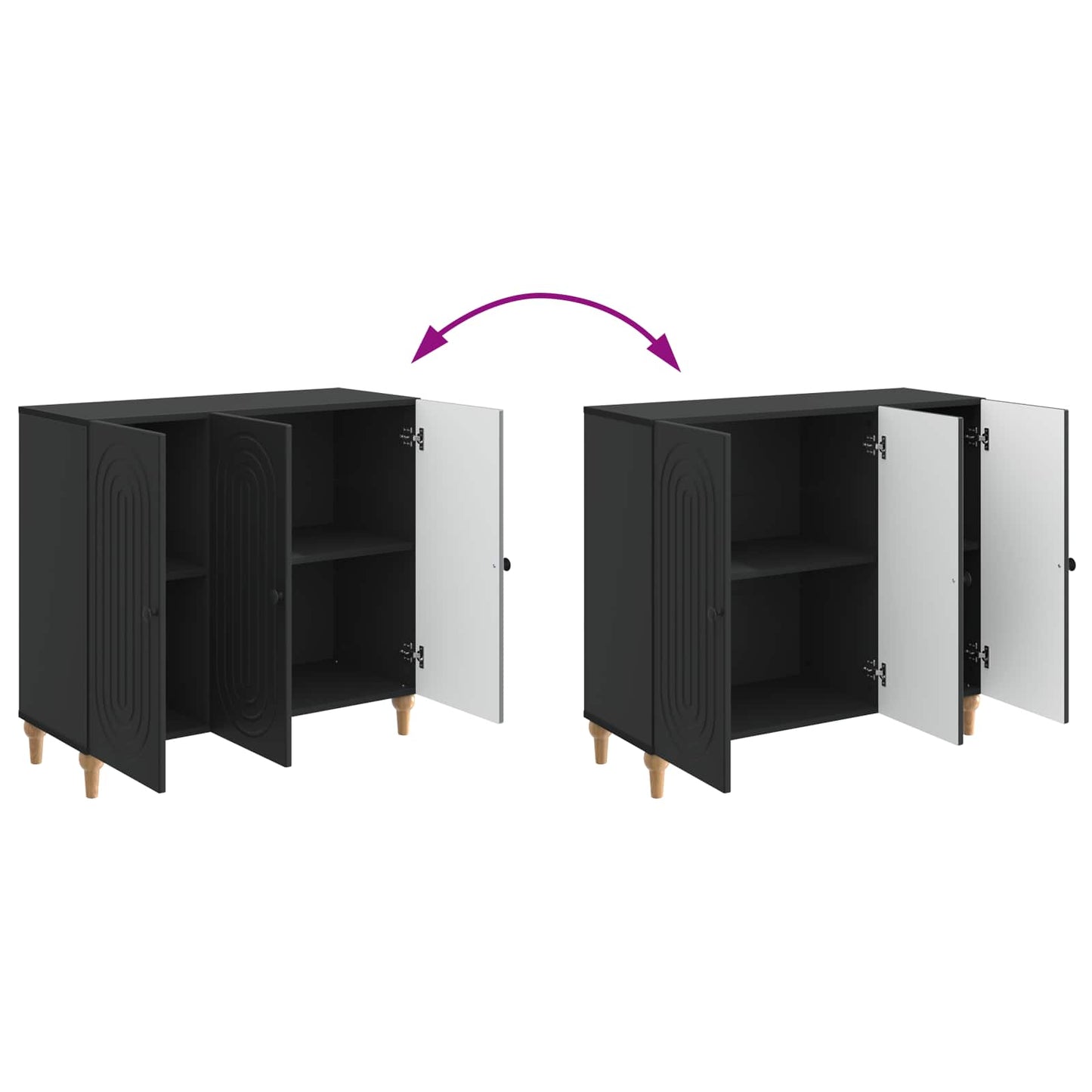 Serviesskap Svart 89 x 34,5 x 80 cm Konstruert tre
