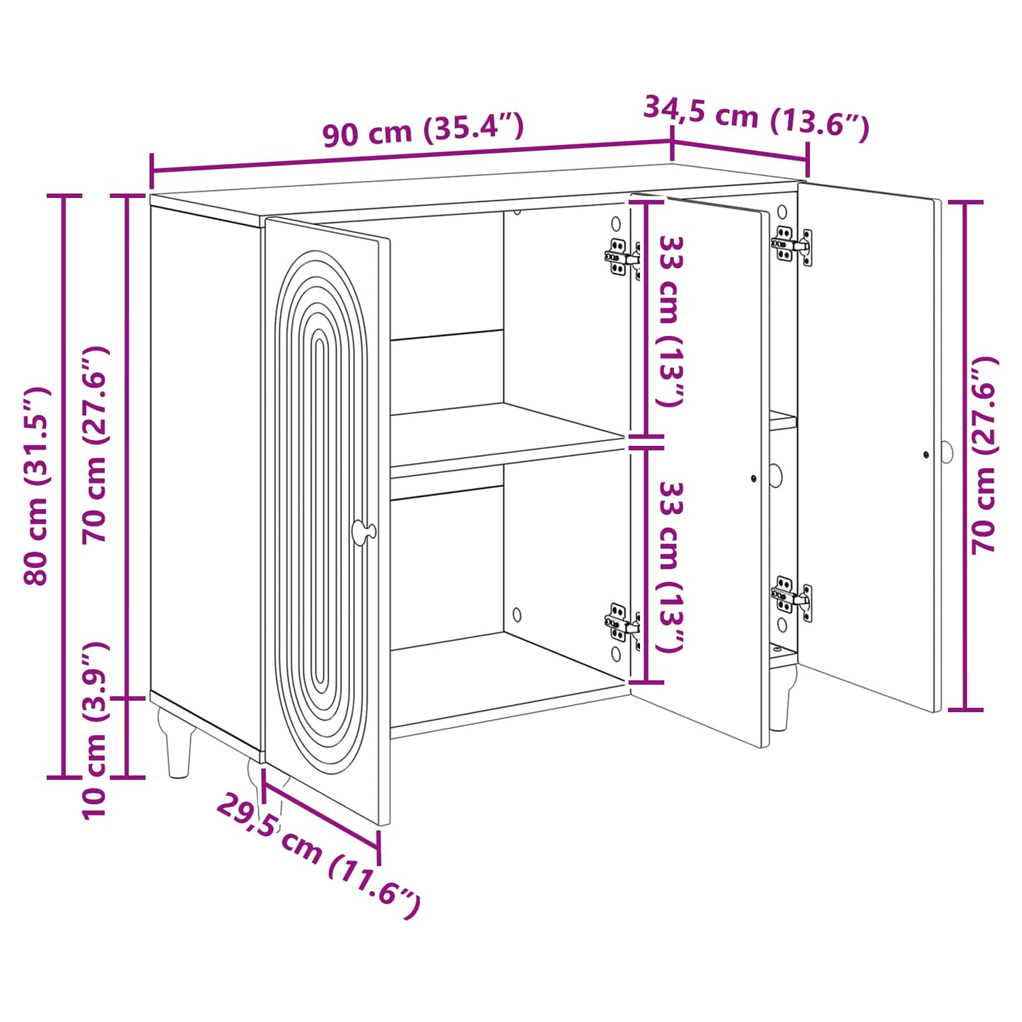 Serviesskap Gammelt tre 89 x 34,5 x 80 cm Konstruert tre