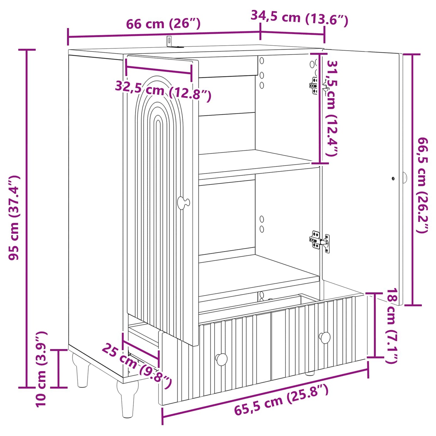 Serviesskap Gammelt tre 66 x 34,5 x 95 cm Konstruert tre