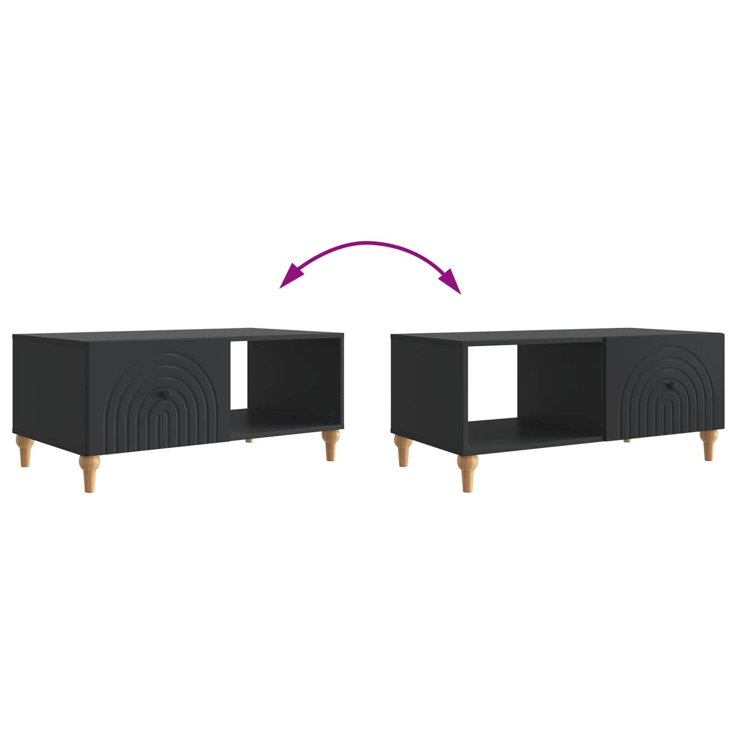 Kaffebord Svart 90 x 50 x 40 cm Konstruert tre