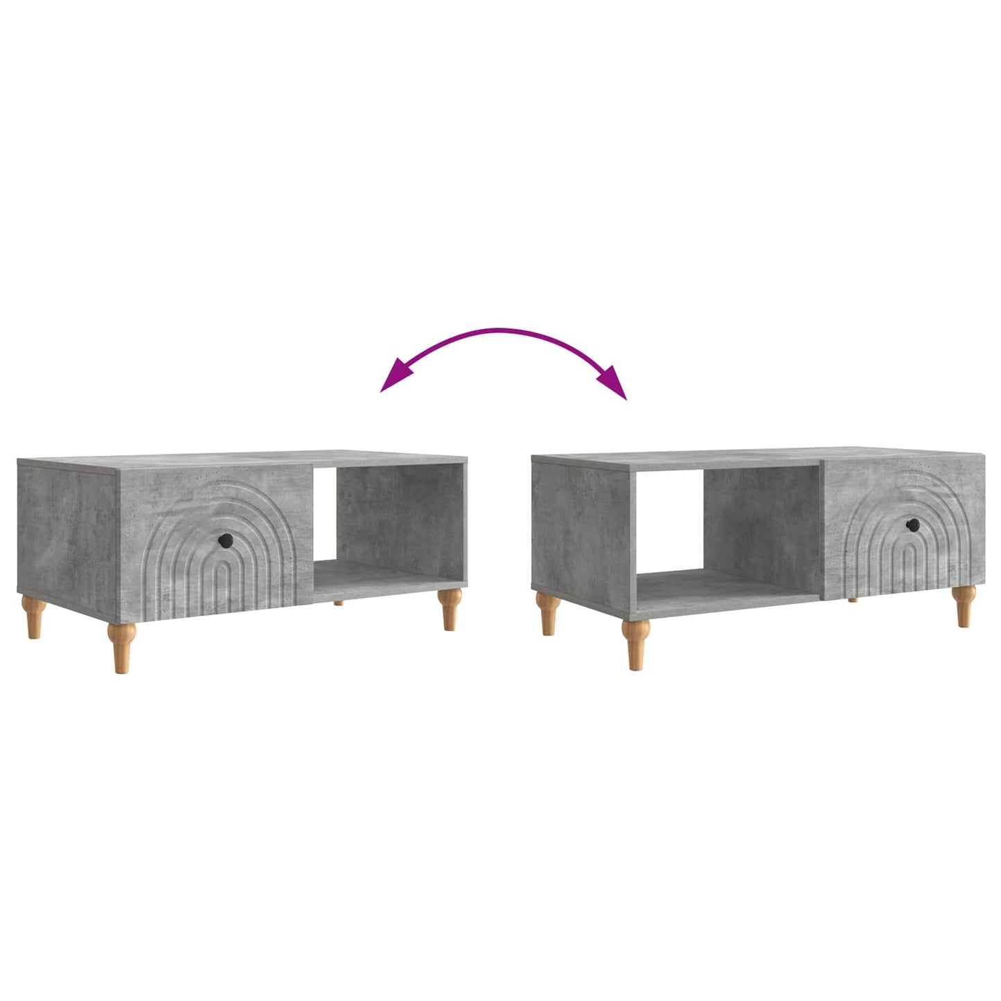 Kaffebord Betonggrå 90 x 50 x 40 cm Konstruert tre