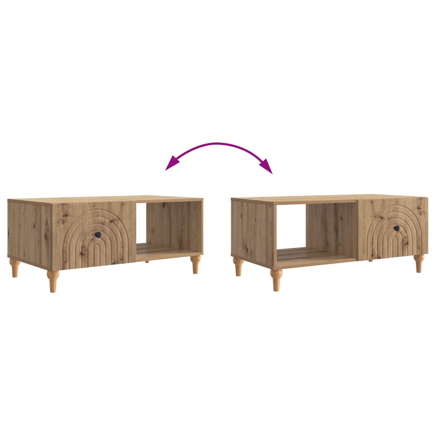 Kaffebord Artisan eik 90 x 50 x 40 cm Konstruert tre